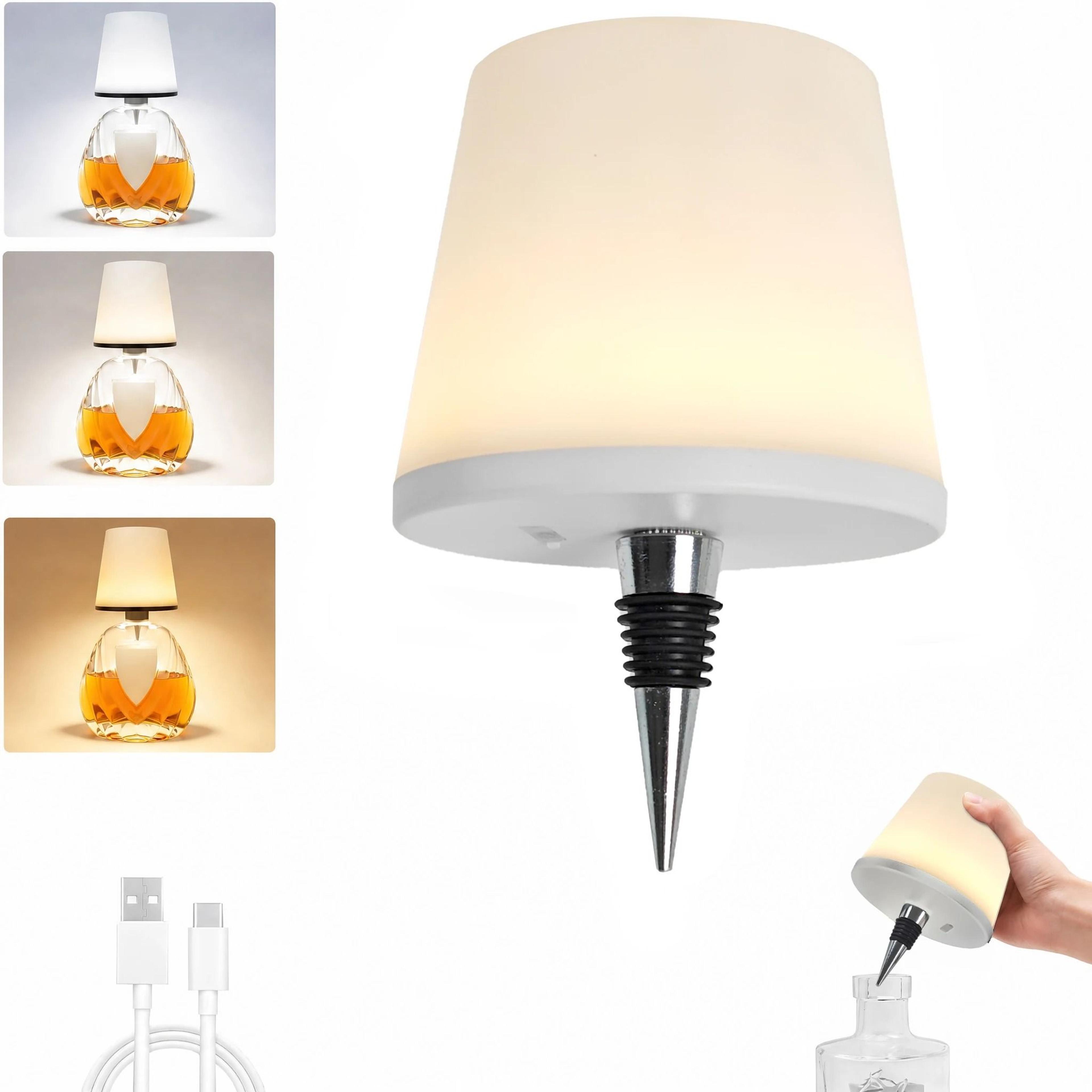 LED Wine Bottle Lamp Rechargeable USBC Touch Sensor 3 Color Adjustable Brightness For Party Decor 7