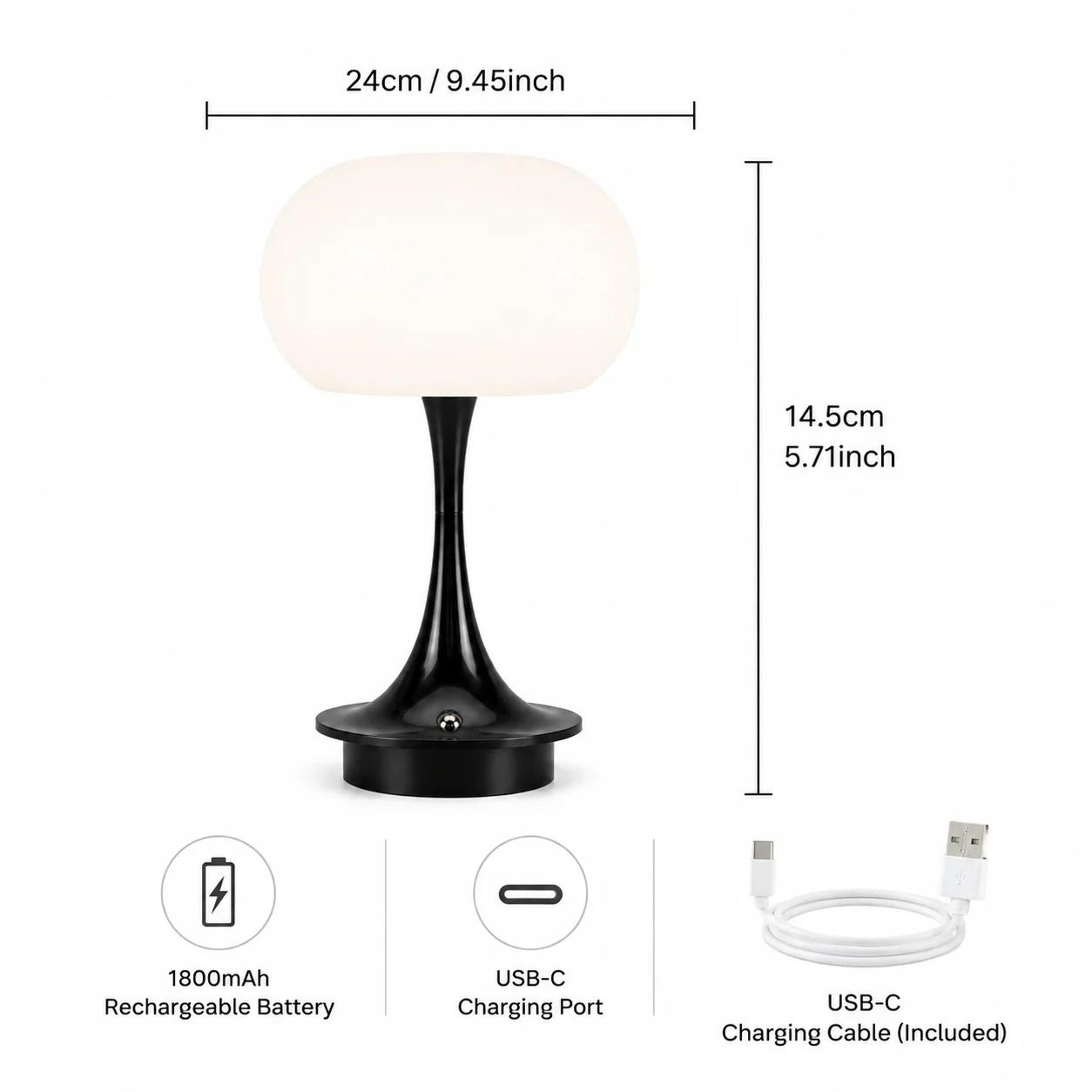 Modern Mushroom Table Lamp Wireless Rechargeable LED Touch Control 3 Color Lights Gift Choice 4