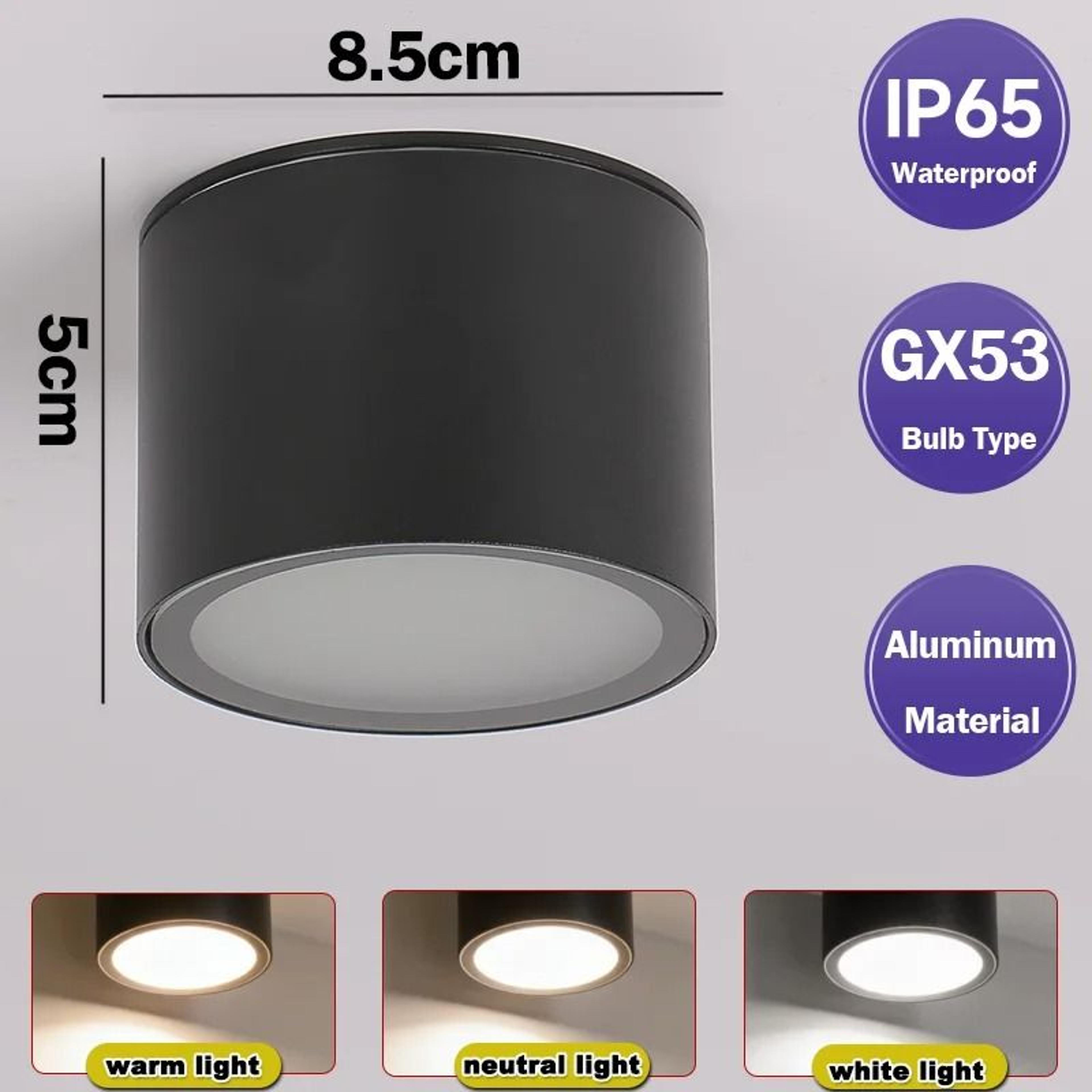 Outdoor Waterproof IP65 LED Downlight 3 Colors GX53 Spotlight Aluminum Ceiling Light Bathroom 6