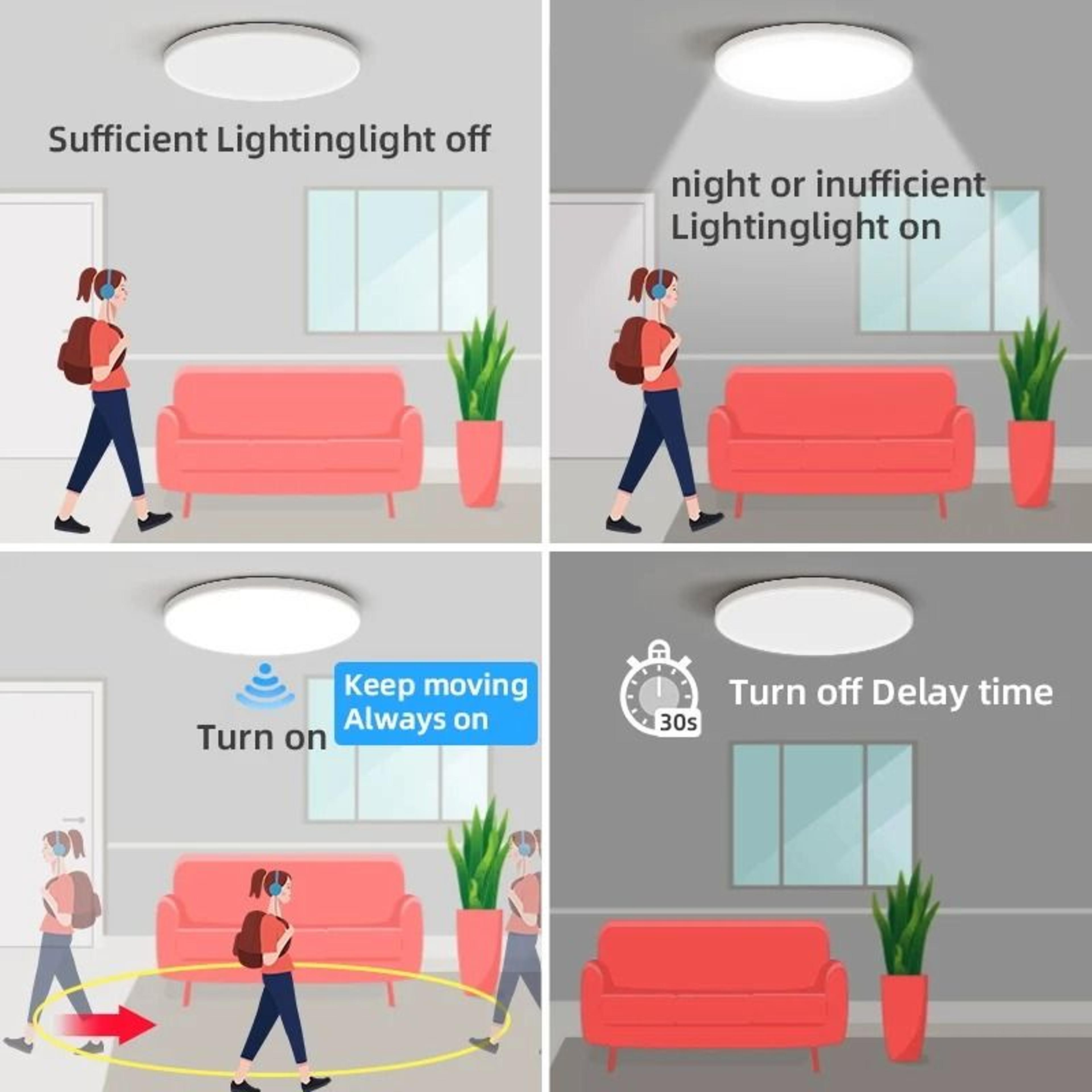 LED Ceiling Lamp With Motion Sensor 110V 220V Human Infrared Smart Room Lamp 20W 40W Entrance 2