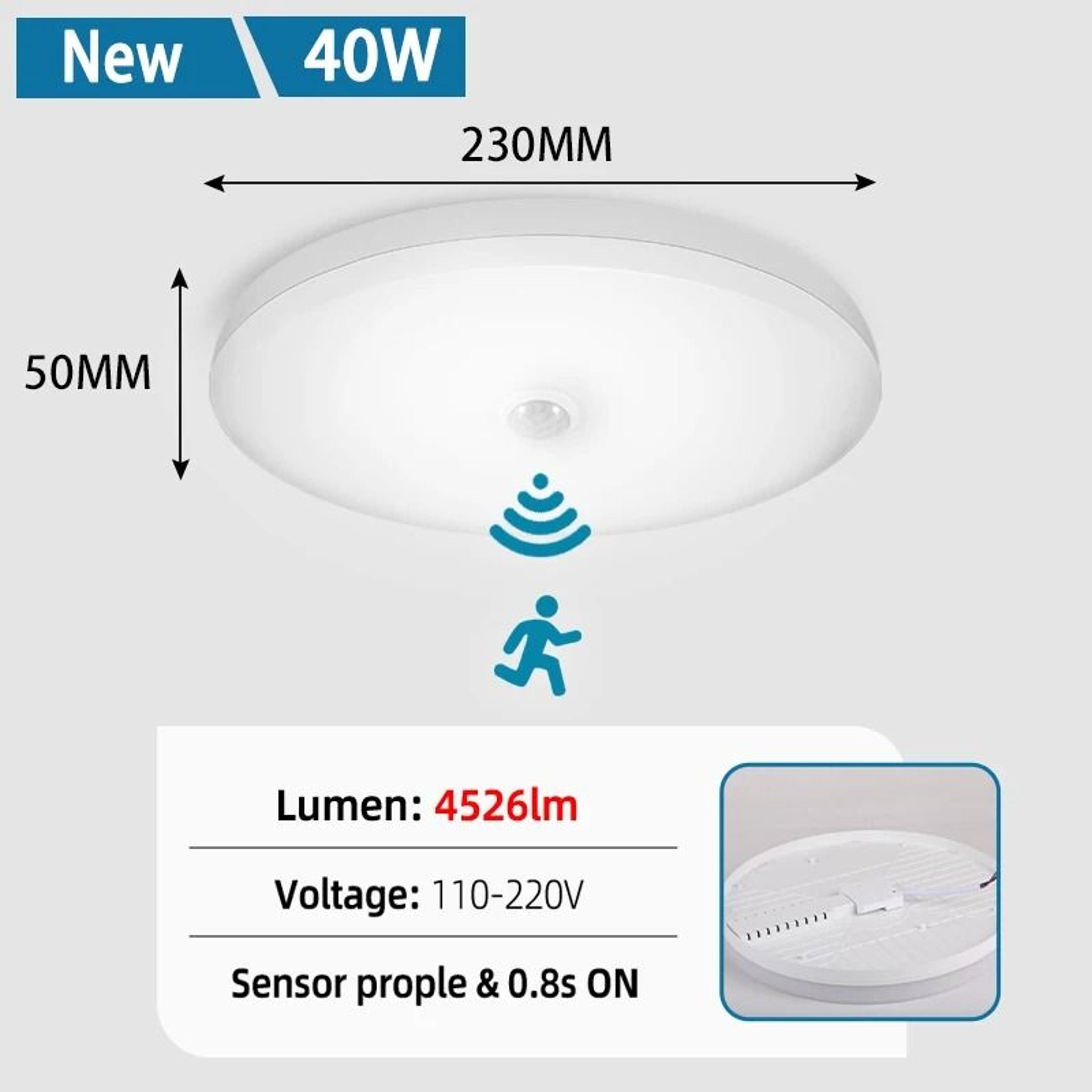 LED Ceiling Lamp With Motion Sensor 110V 220V Human Infrared Smart Room Lamp 20W 40W Entrance 7