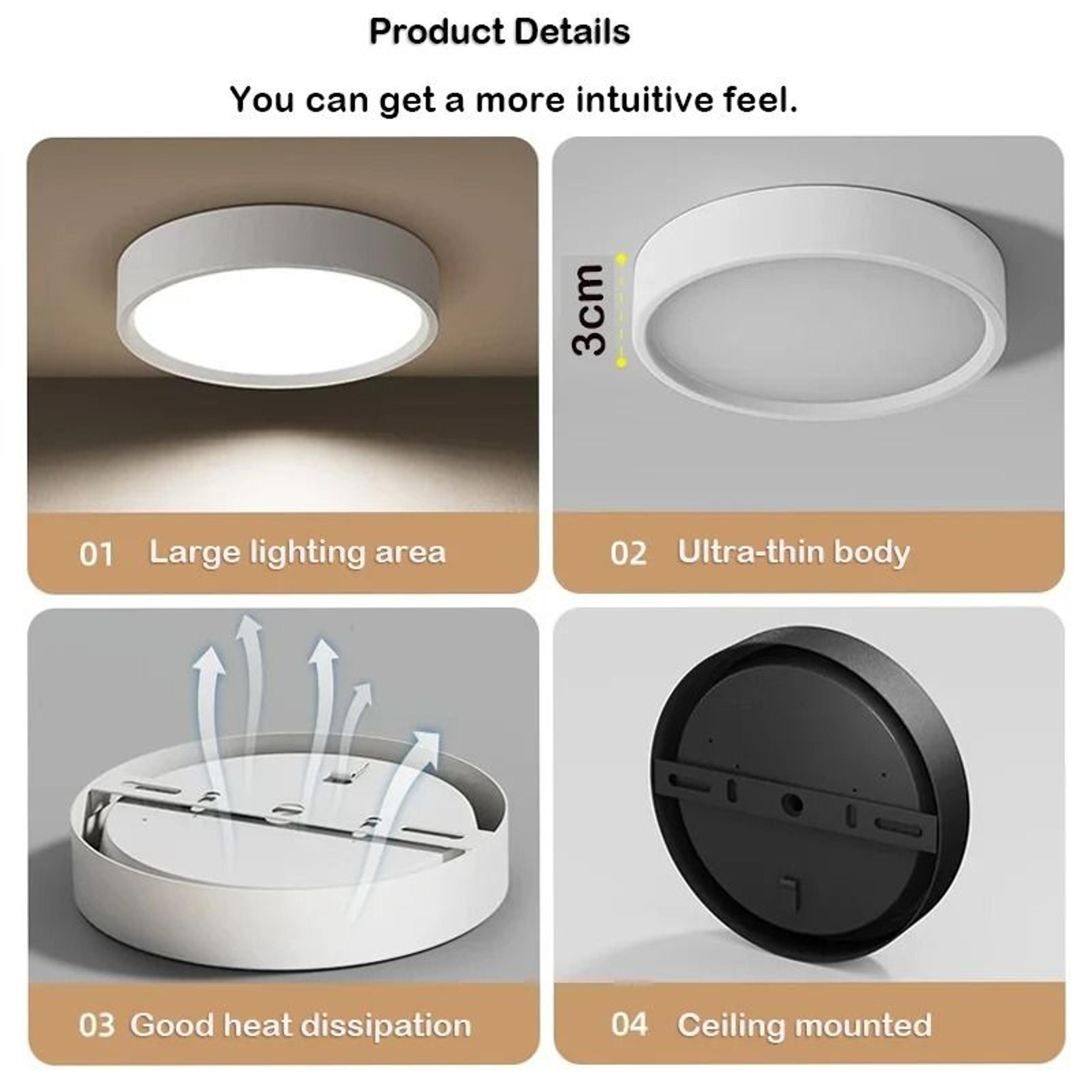 3 Color LED Ceiling Light Surface Mounted Ultra Thin Downlight Panel Lamp 4