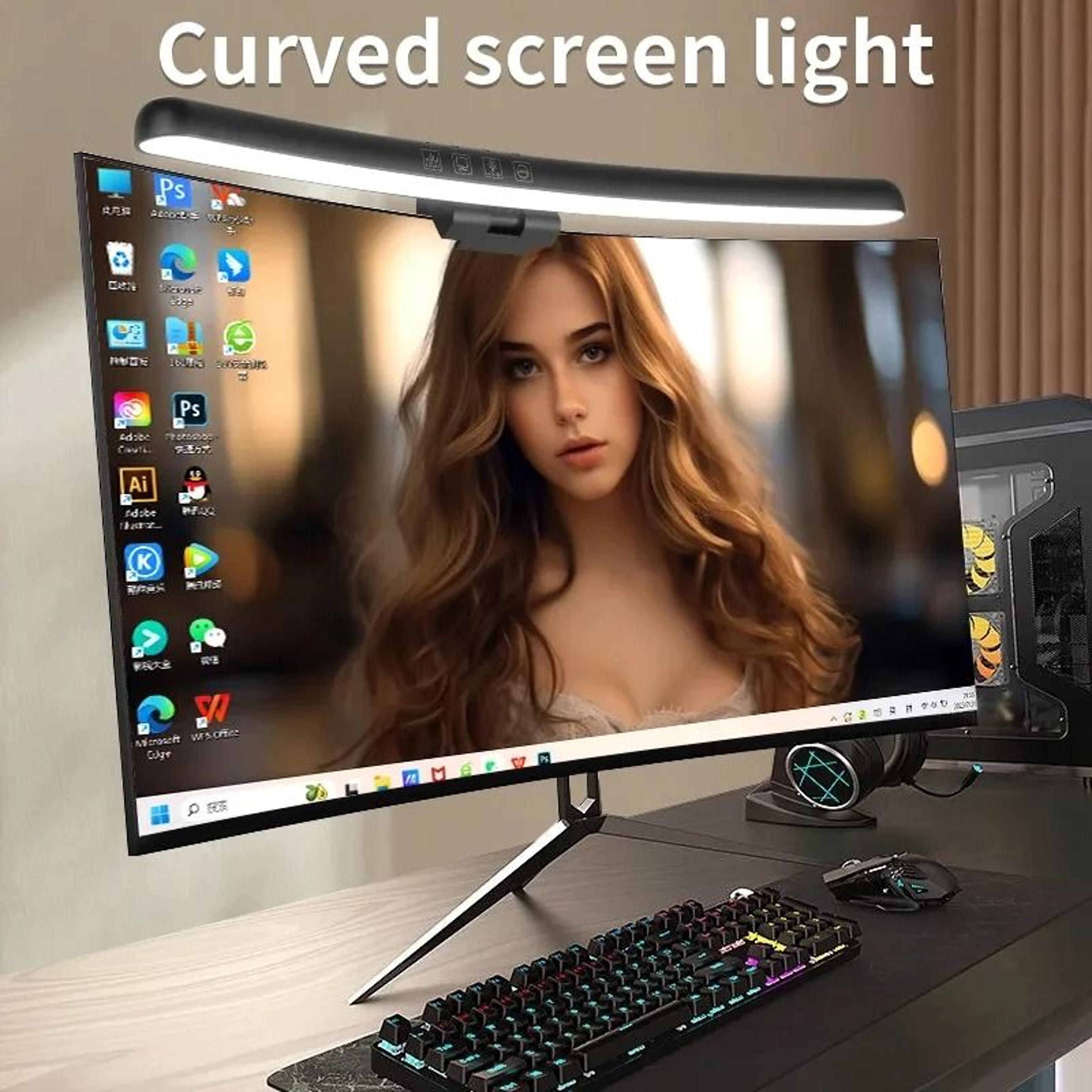 curved led monitor light bar usb rgb pc screen lamp stepless dimming gaming laptop office