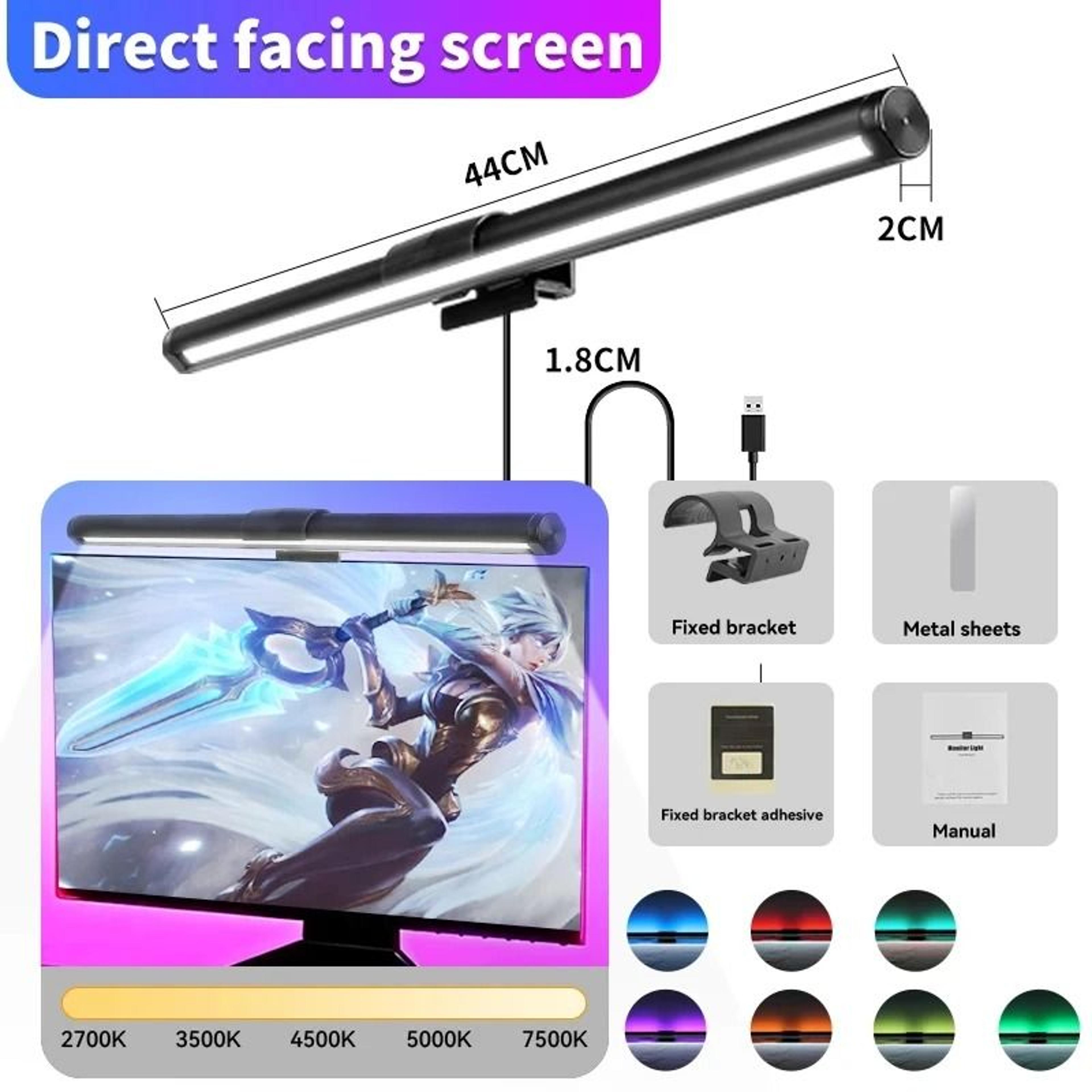 RGB LED Screen Light Bar Computer Monitor Hanging Lamp Touch Dimmable USB Backlight 8