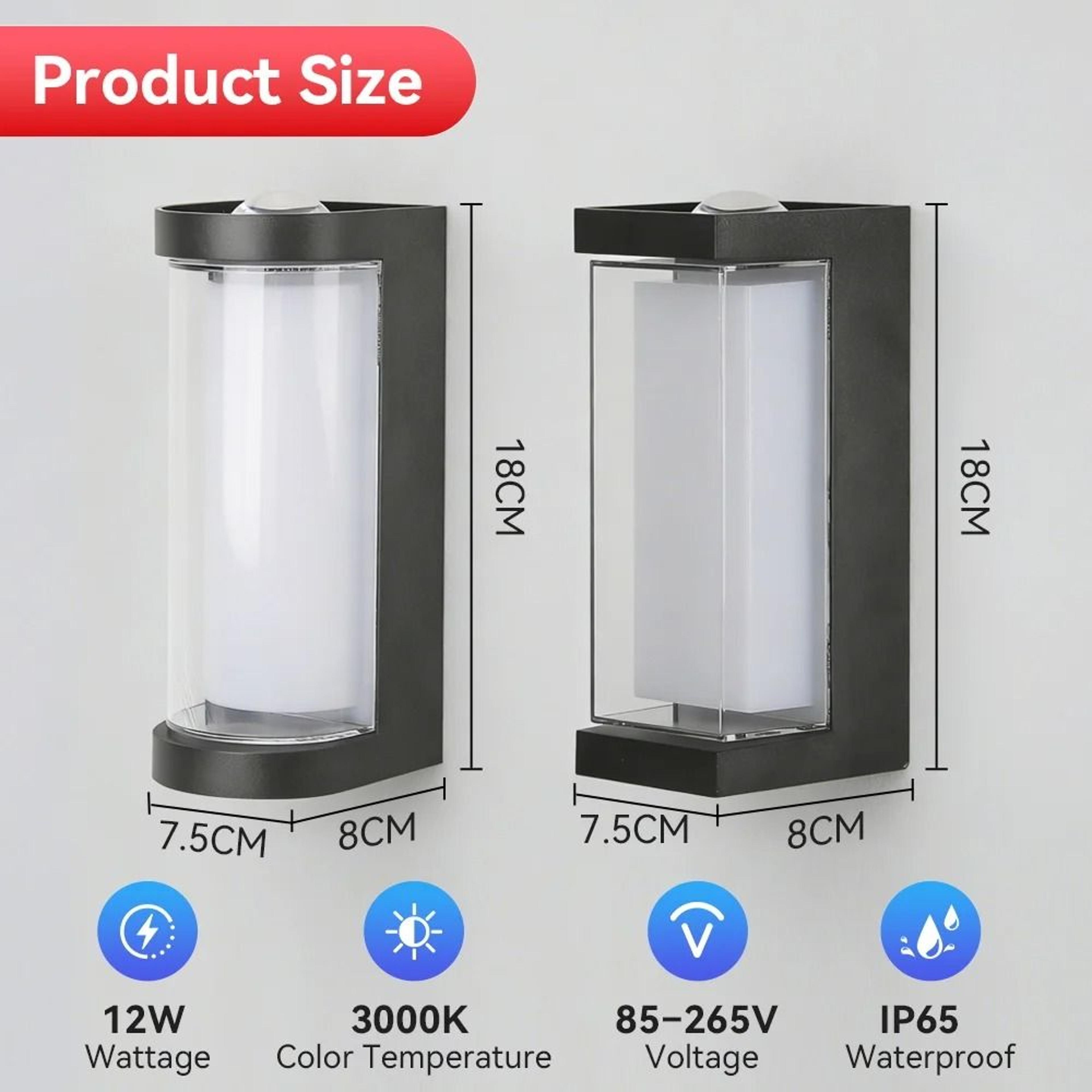 Outdoor 12W LED Wall Lamp IP65 Waterproof Modern Garden Corridor Light 3