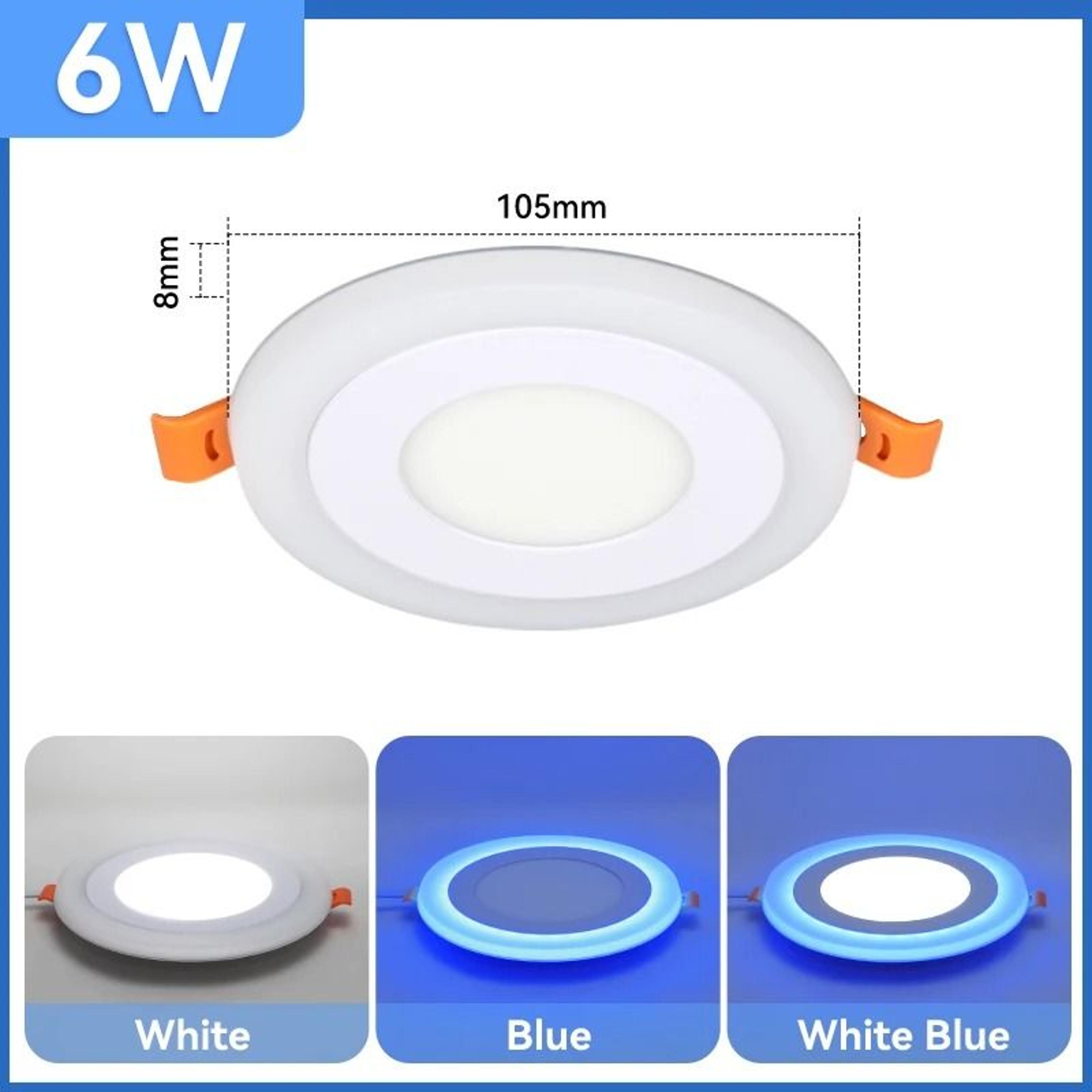 Modern Double Color LED Ceiling Panel Light Blue White Dual Mode Recessed Downlight 6