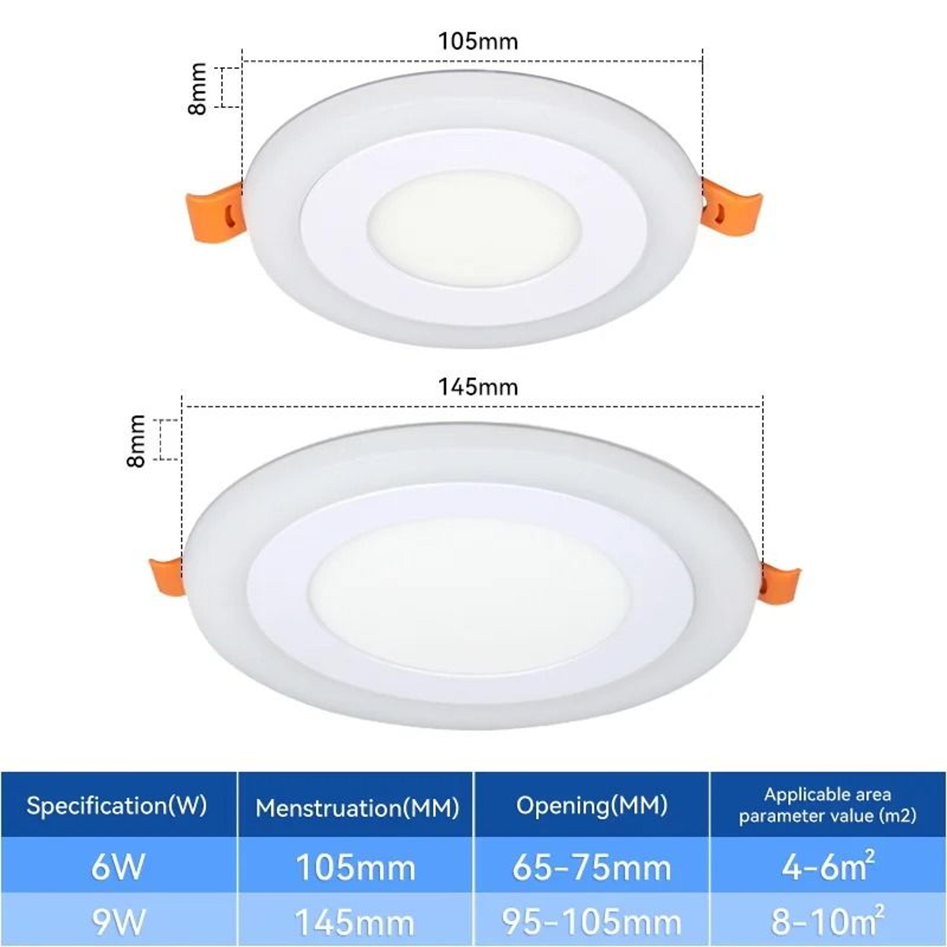 Modern Double Color LED Ceiling Panel Light Blue White Dual Mode Recessed Downlight 4