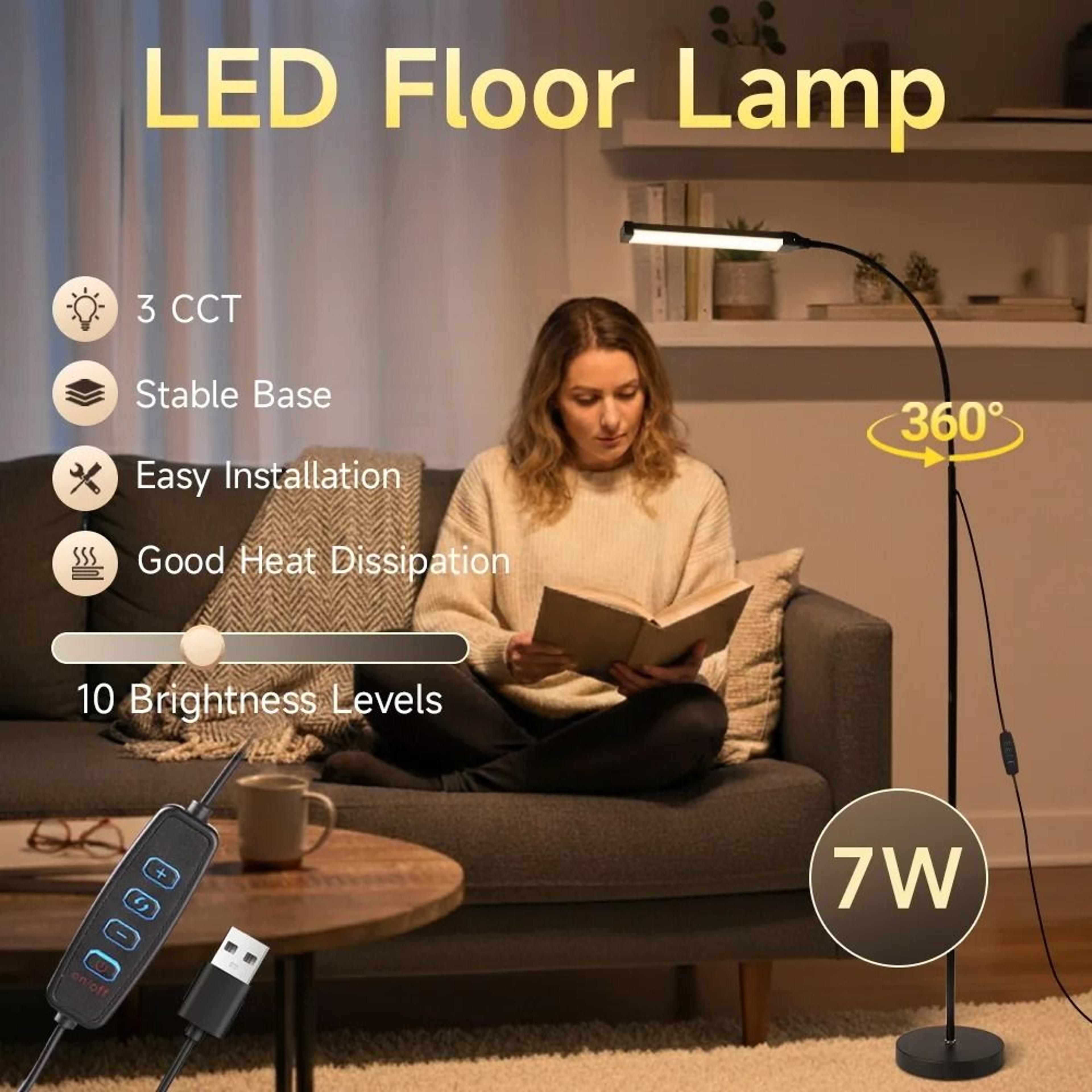 Modern Dimmable LED Floor Lamp Remote Control Stand Light Bedroom Study Office 1