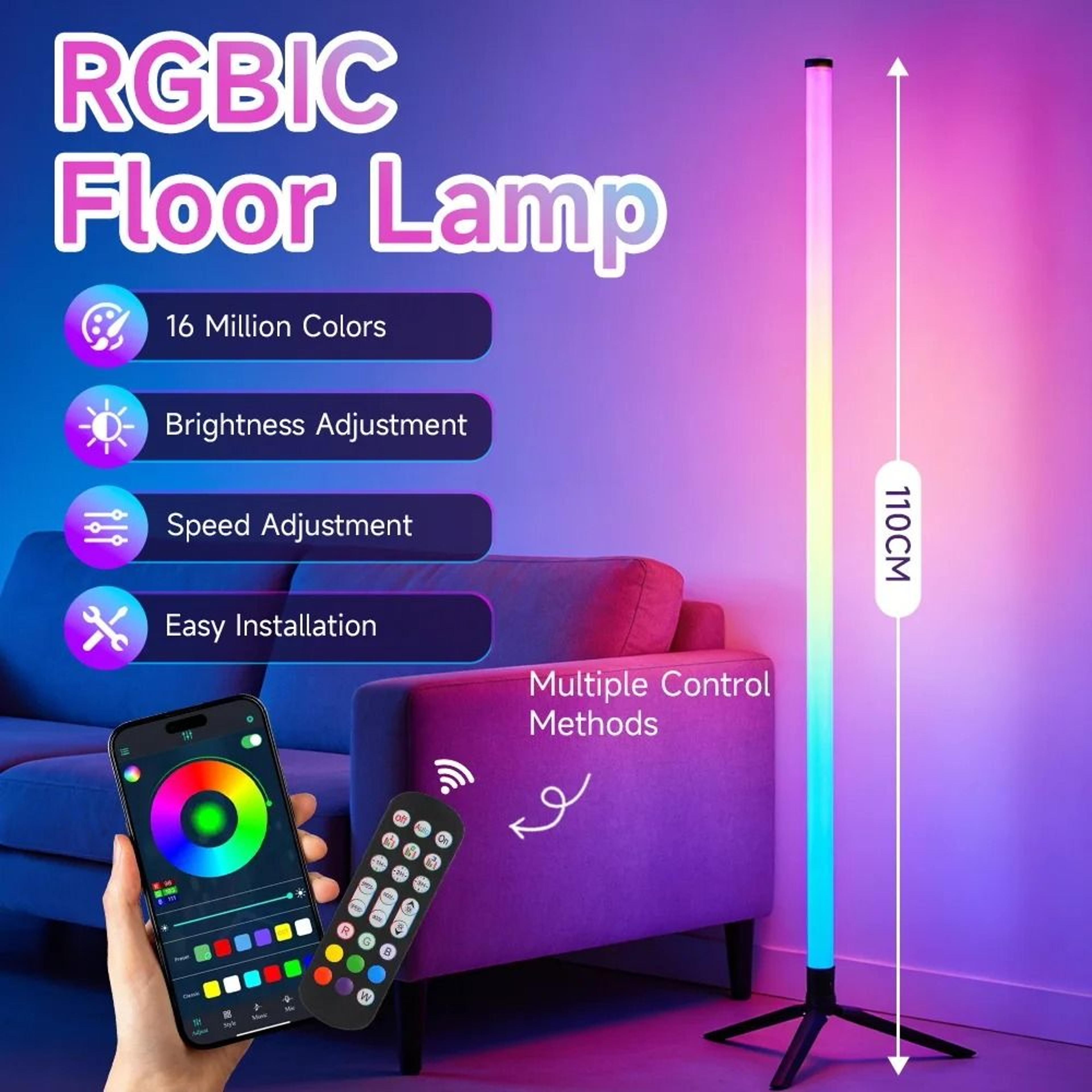 Modern Dimmable LED Floor Lamp Remote Control Stand Light Bedroom Study Office 6