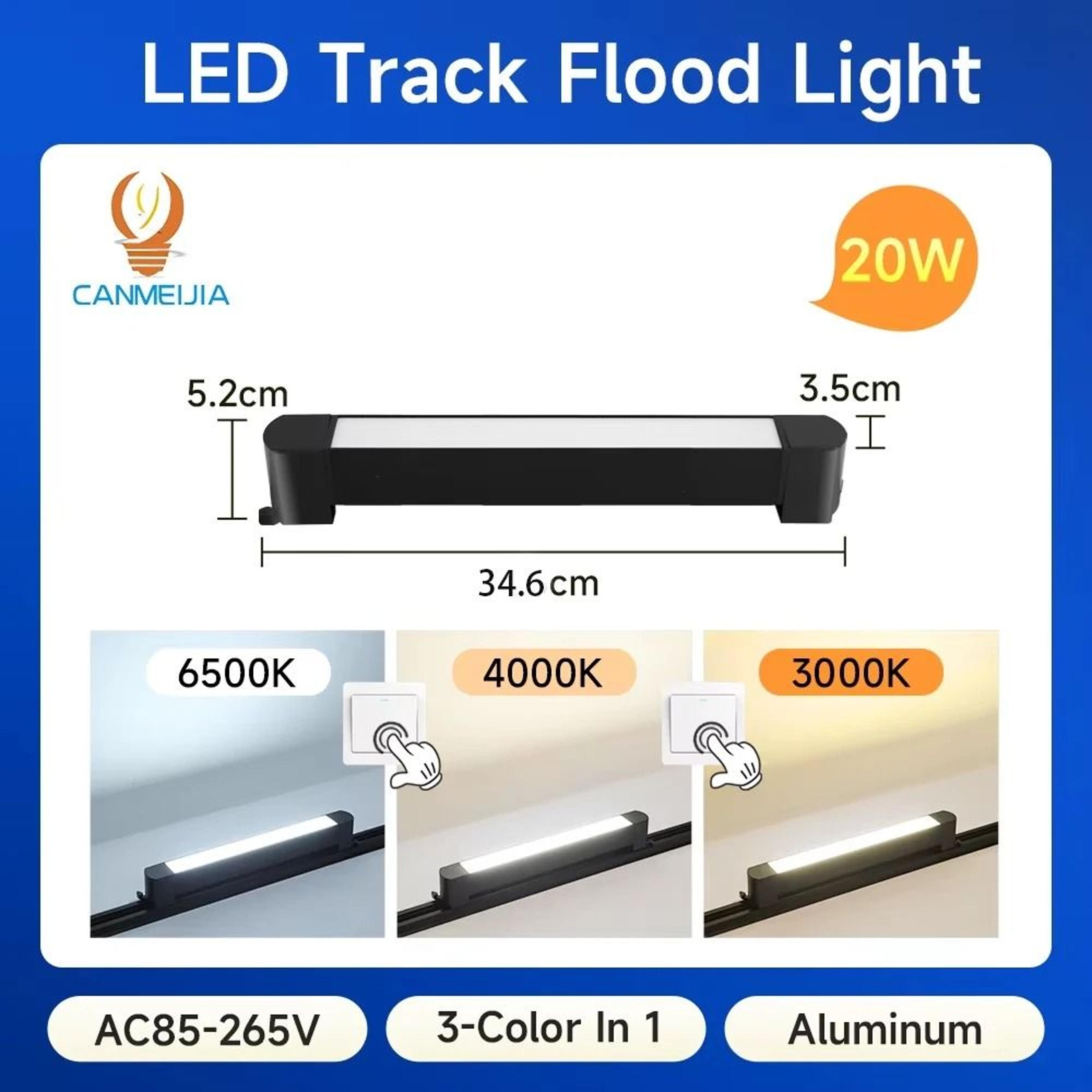 Modern LED Track Linear Floodlight Tricolor Rail Ceiling Lamp Home Decor Clothing Store 7