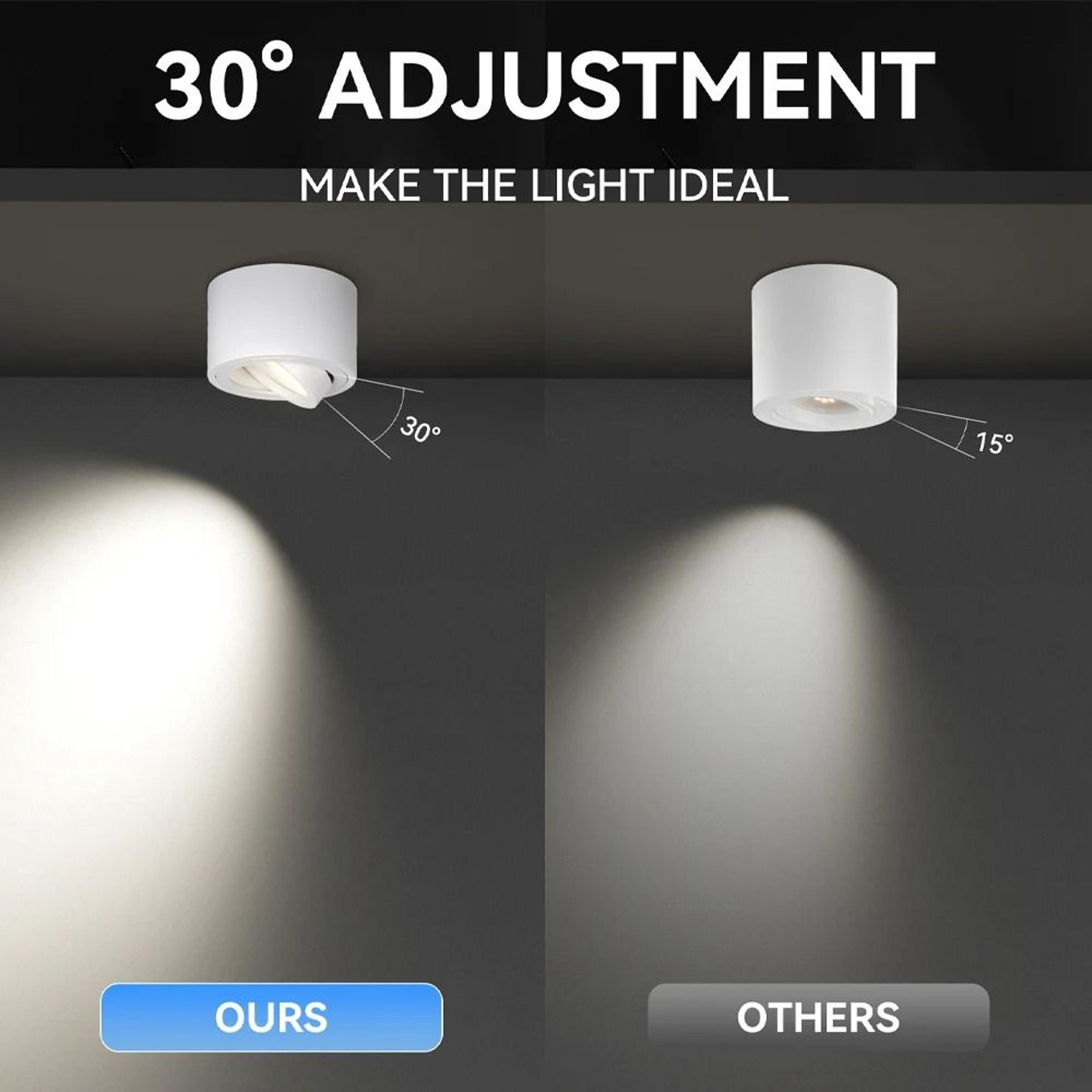 Adjustable Angle LED Ceiling Downlight Dimmable Surface Mount Spotlight Interior Home Fixture 1