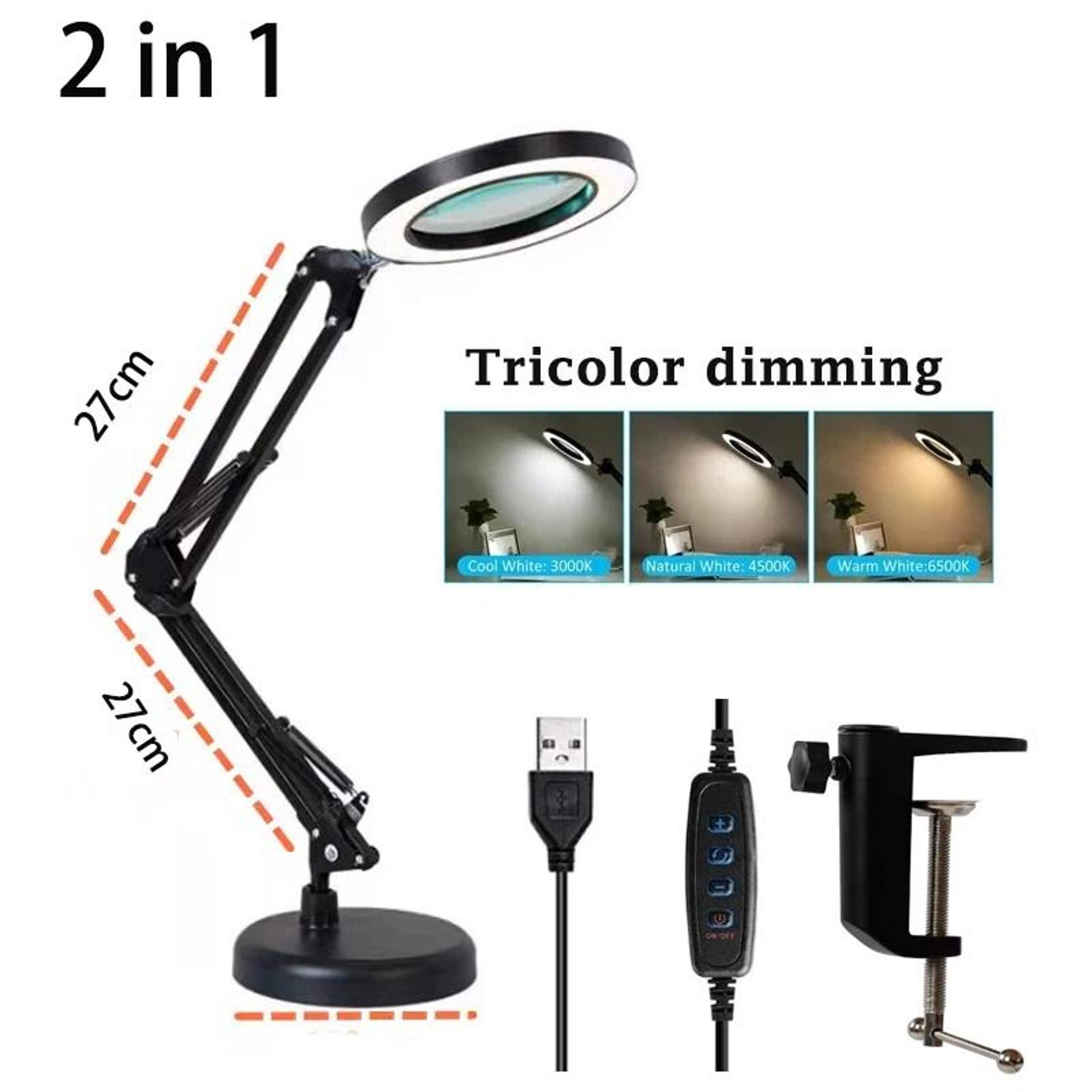 Magnifier LED Desk Table Lamp Dimmable Beauty Skincare Reading Light USB Task Fixture Work Repair 7