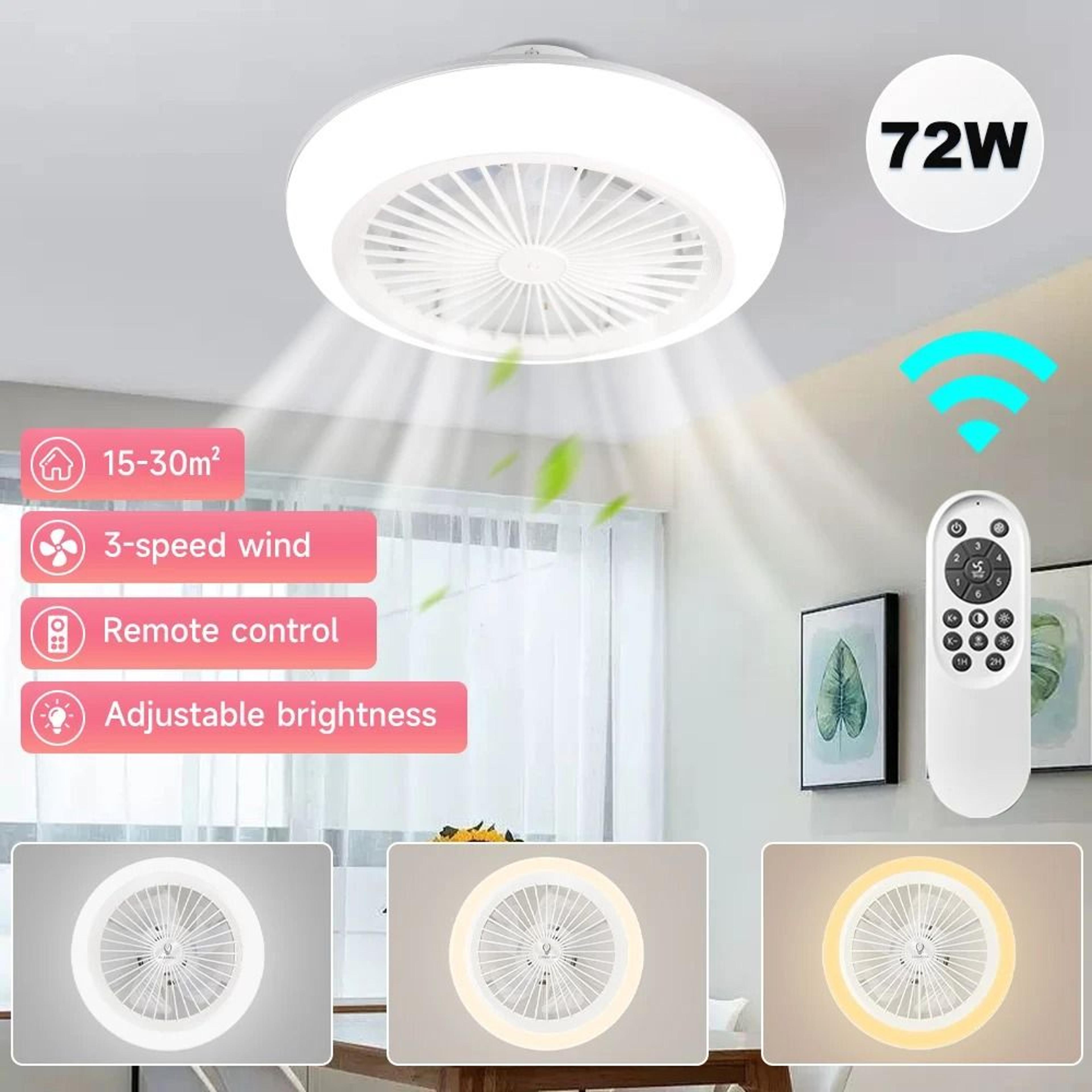silent ceiling fan led light dimmable remote control lamp 110 to 265v bedroom living space fixture