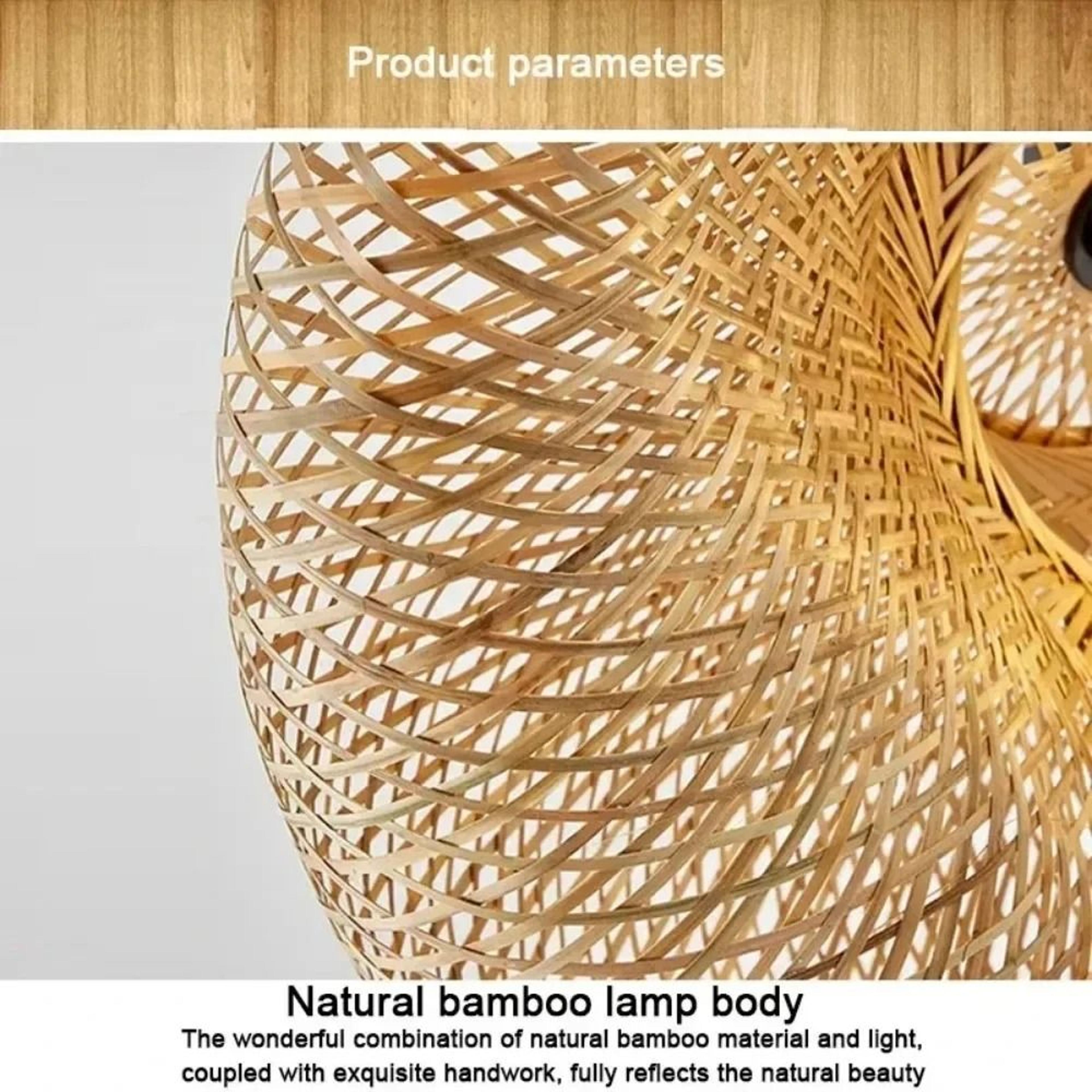 Handmade Bamboo Woven LED Pendant Light 157 Inch Diameter Vintage Hanging Chandelier Living Dining  5
