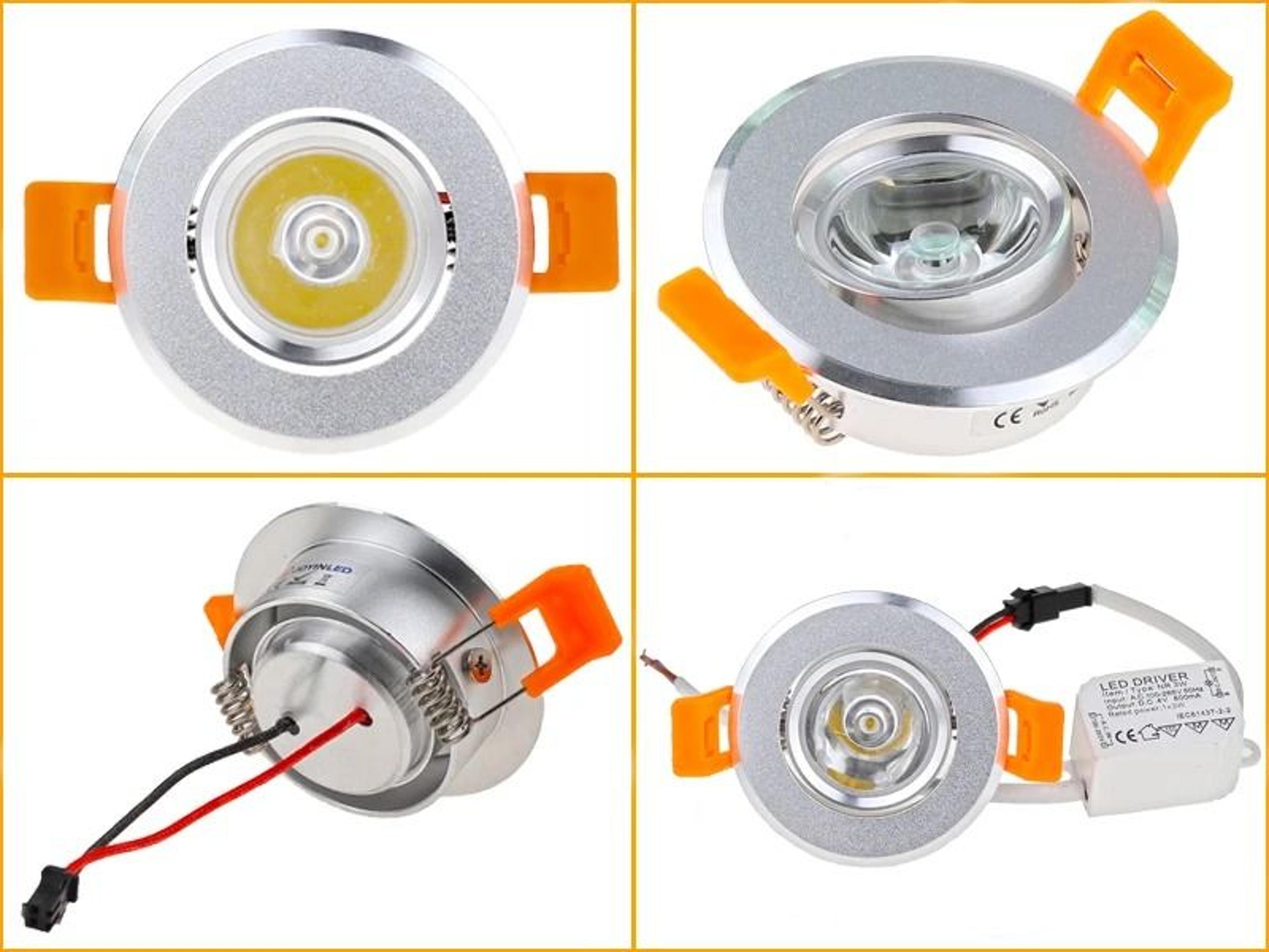 Aluminum Round Recessed LED Ceiling Downlight 3W Dimmable Spotlight 2 Inch Cutout AC 90 To 260V DC  7