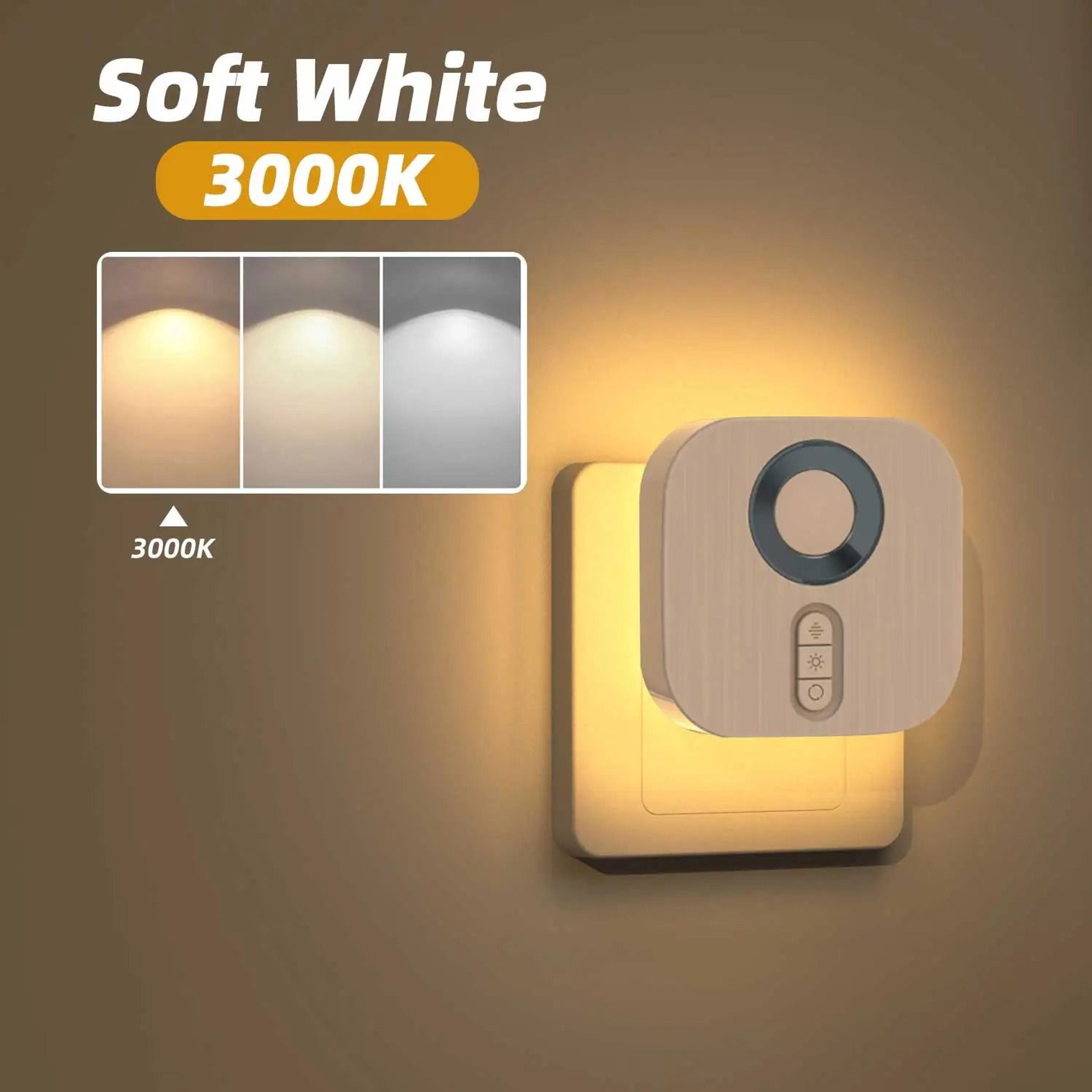 Plug In LED Night Light Motion Sensor Pass Through Socket RGB Color Ambient Wall Lamp 5