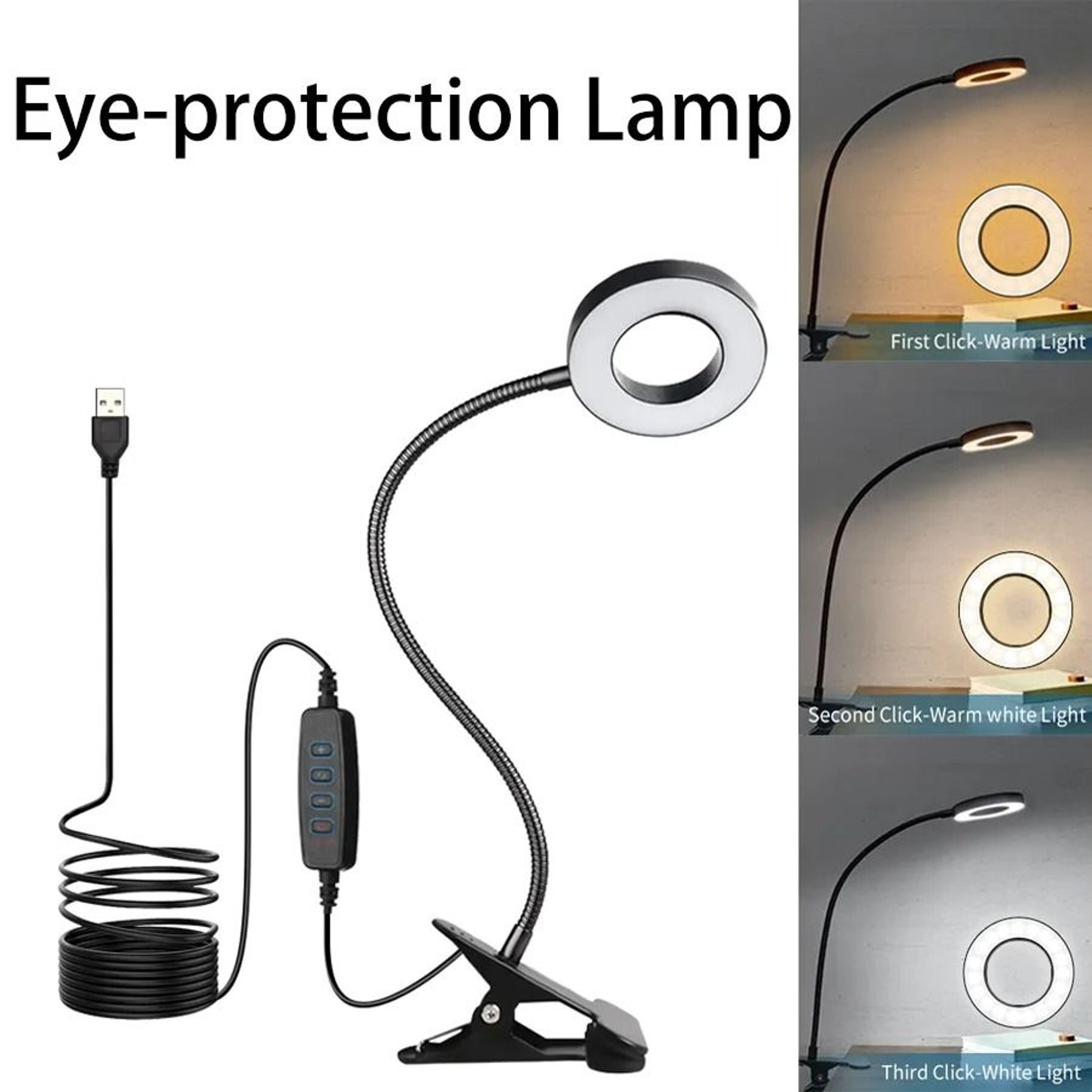 usb foldable clip on desk lamp 48 led 360 degree flexible gooseneck 3 level dimming reading table light