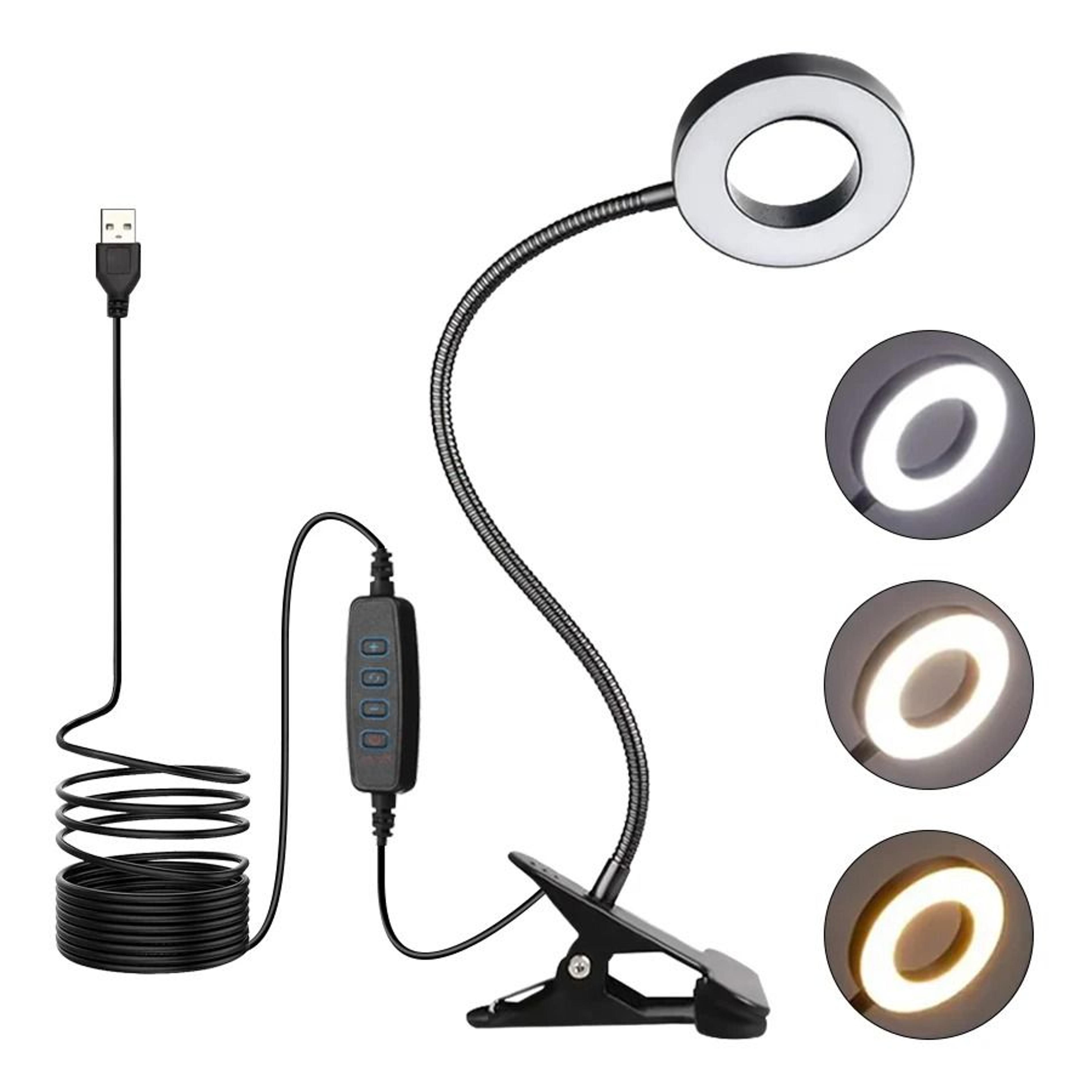 USB Foldable Clip On Desk Lamp 48 LED 360 Degree Flexible Gooseneck 3 Level Dimming Reading Table L 6
