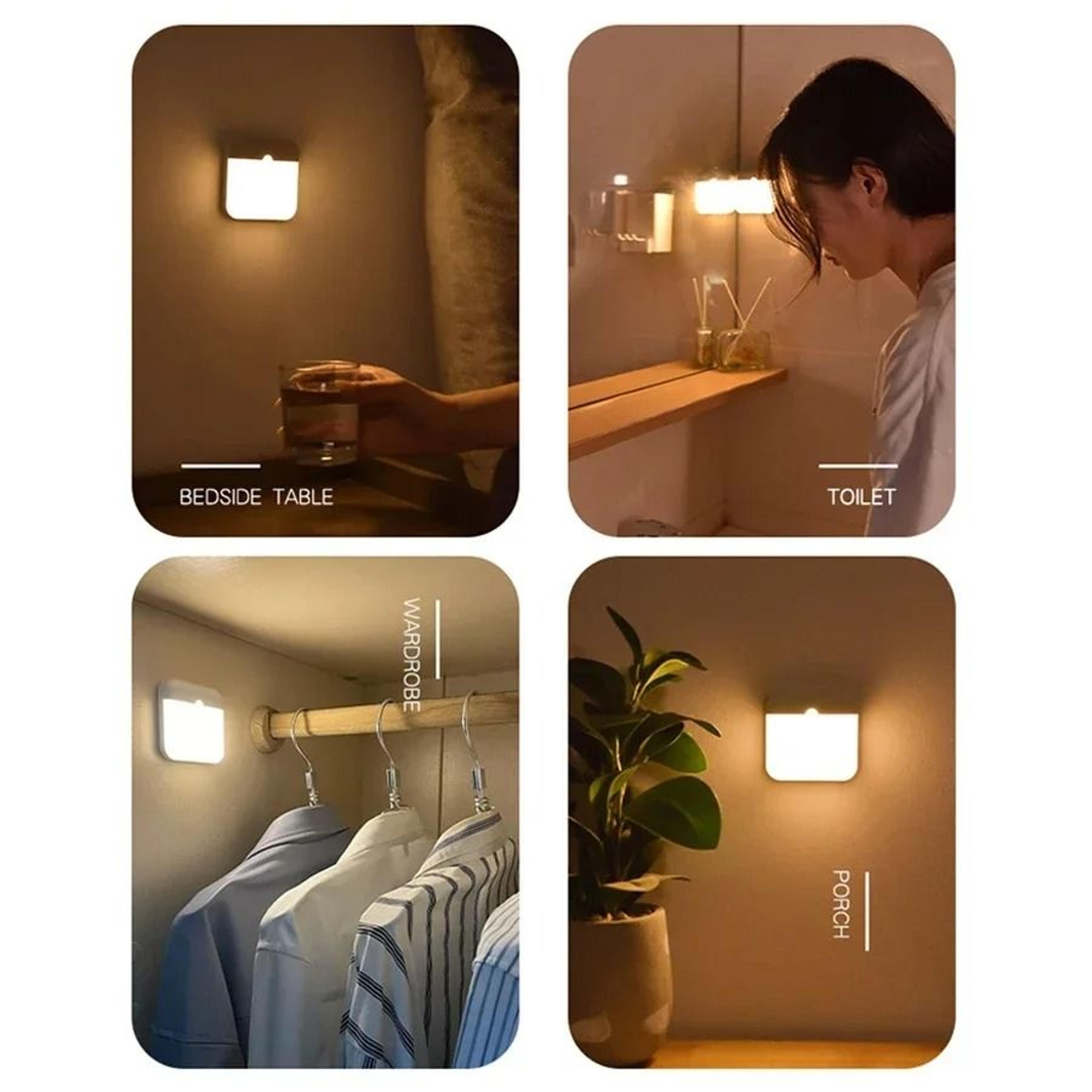 motion sensor led night light square lamp usb type c charging cordless stair hallway wardrobe puck light