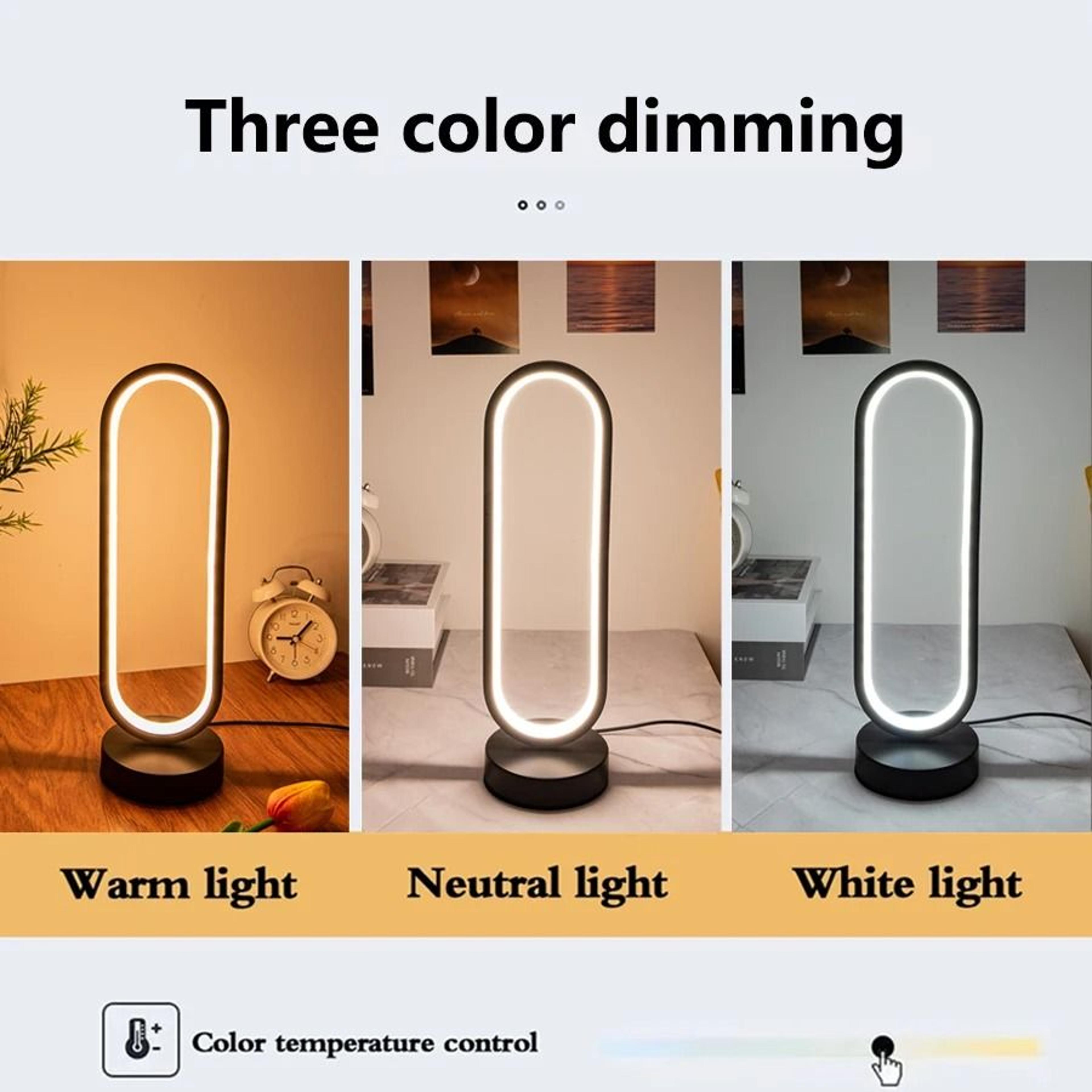Circular Ring LED Night Lamp Three Color Dimmable Ambient Table Light Bedside Desk Nightstand Lumin 5