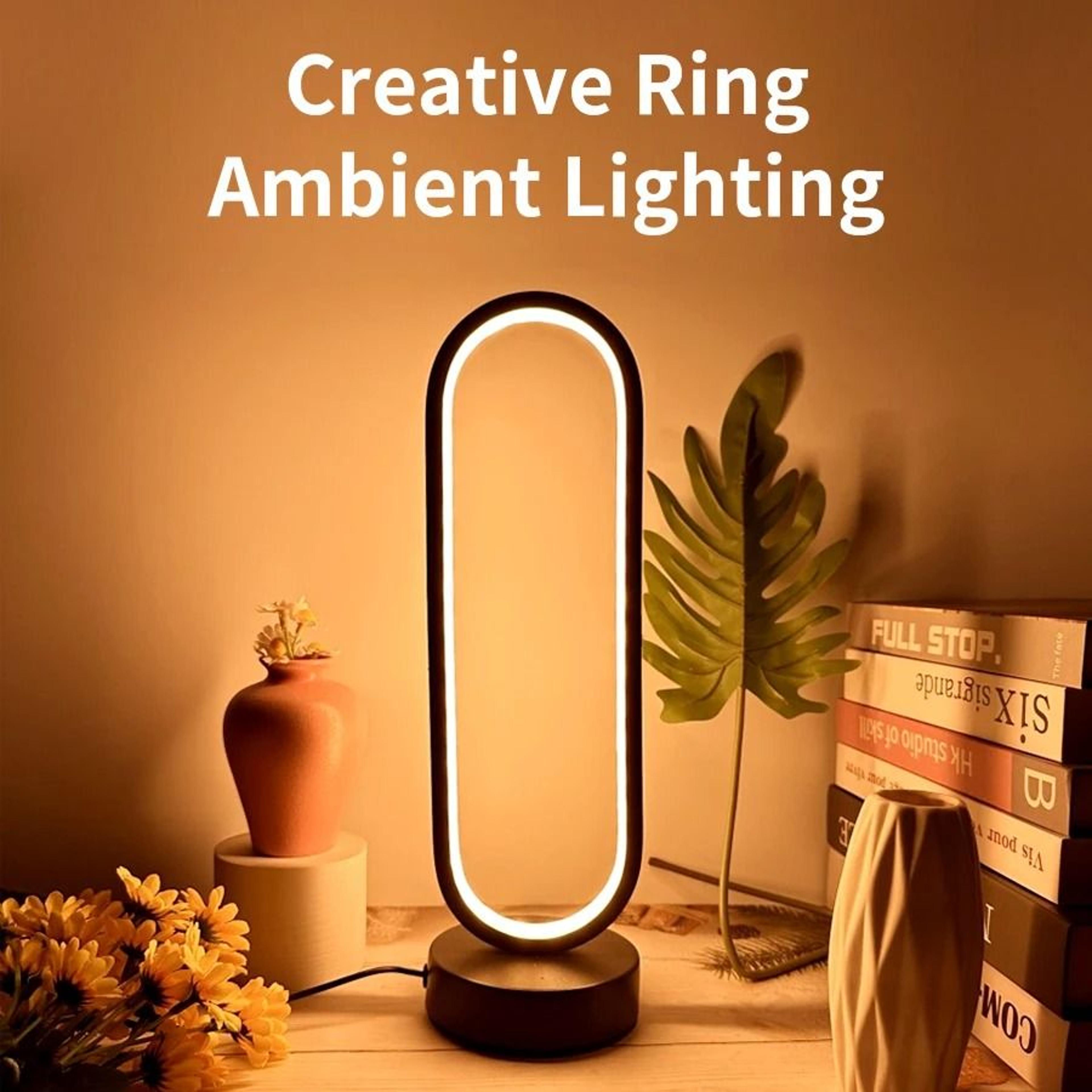 circular ring led night lamp three color dimmable ambient table light bedside desk nightstand luminaire