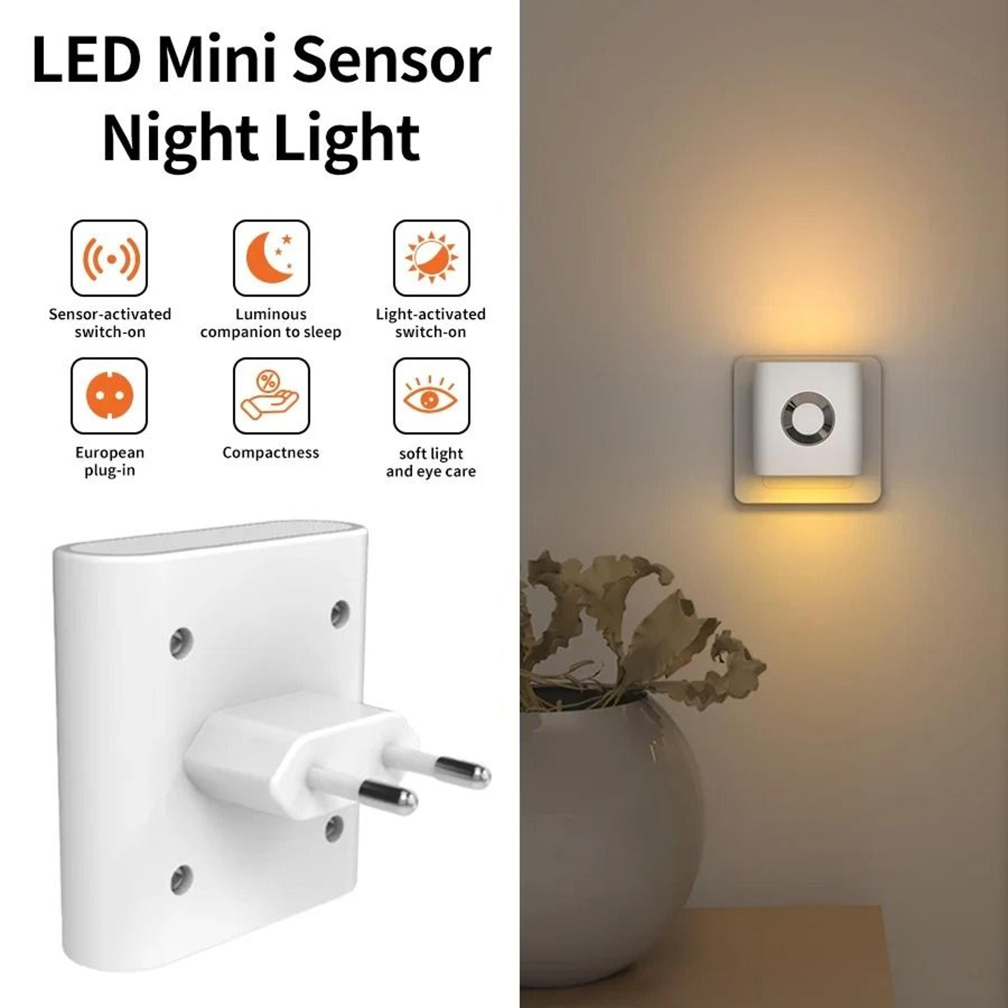 Plug In LED Night Light With Integrated Outlet Motion Sensor Warm White Ambient Wall Lamp For Bedro 6
