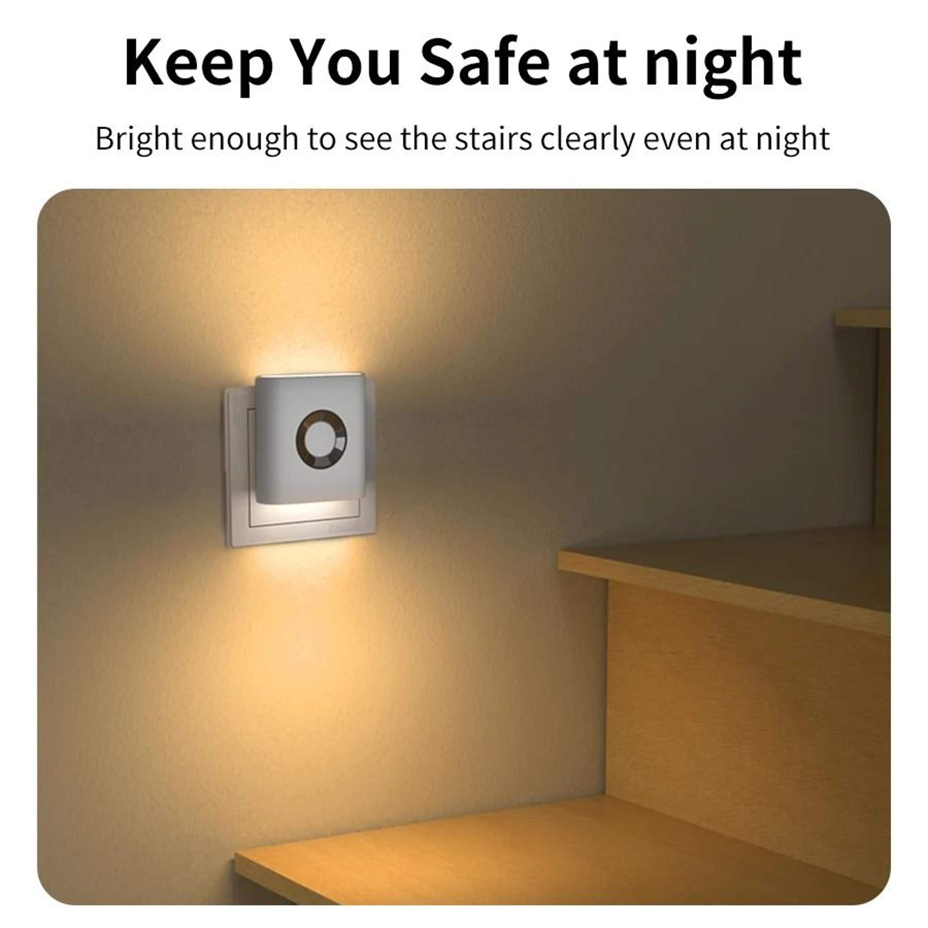 Plug In LED Night Light With Integrated Outlet Motion Sensor Warm White Ambient Wall Lamp For Bedro 1