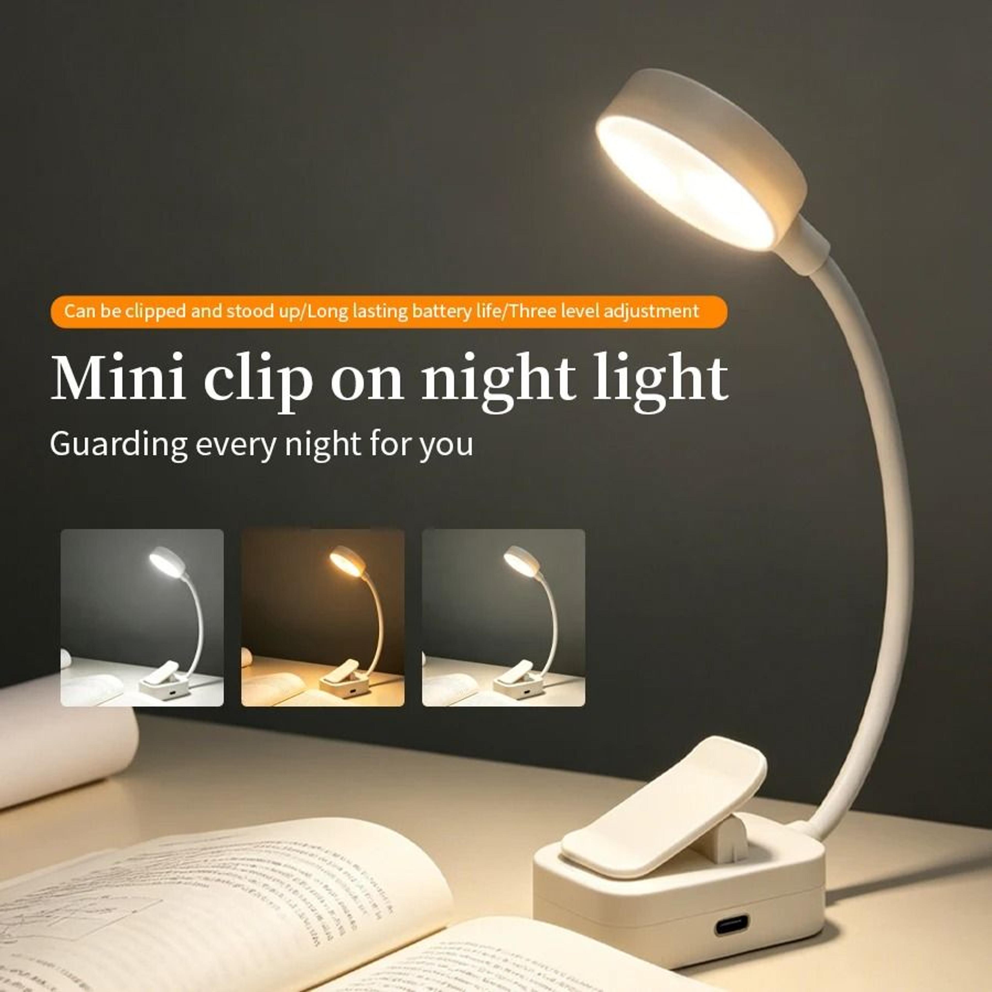 clip on led desk lamp rechargeable usb reading light 3 modes eye care flexible table lamp for study bedroom dorm bedside