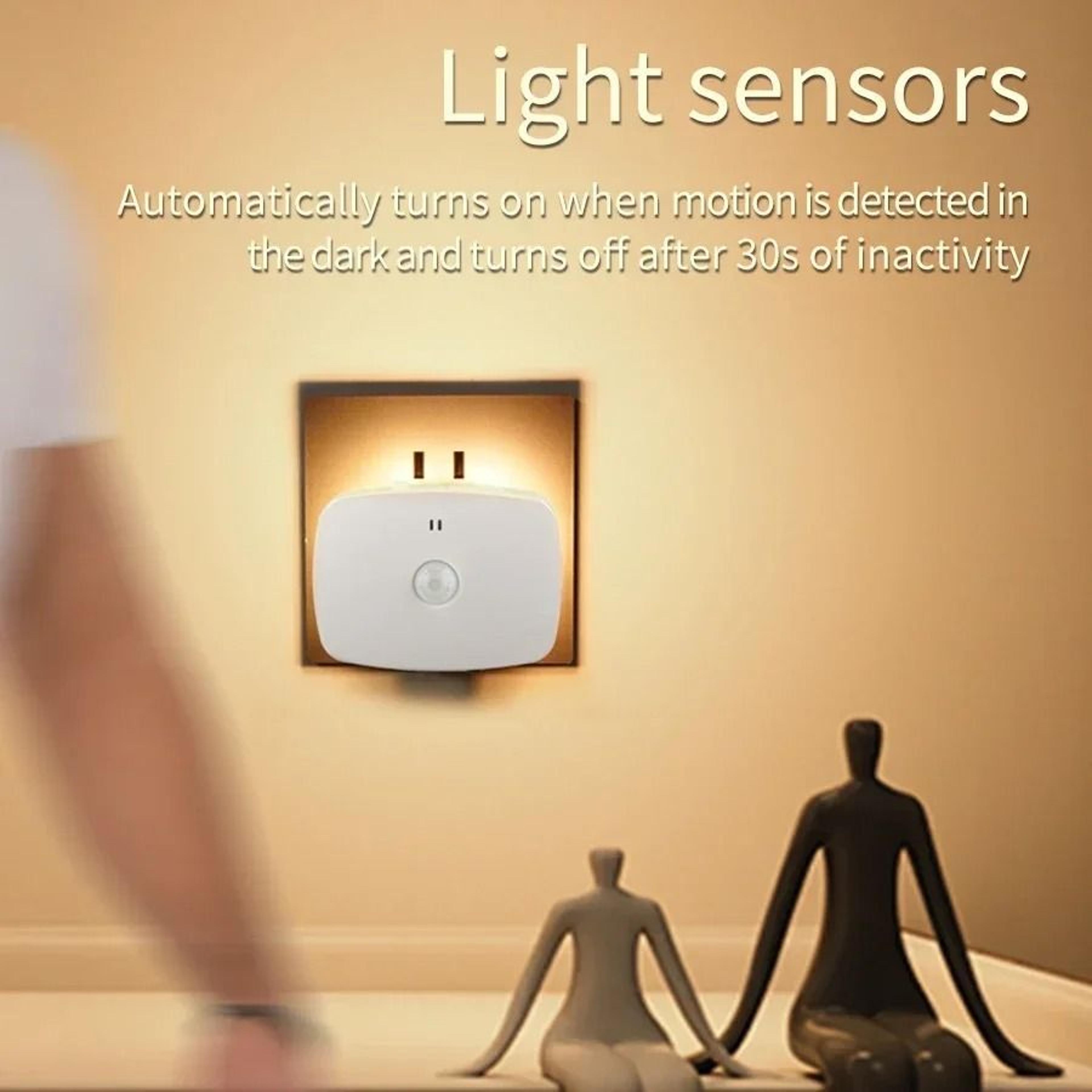 AC 110220V Motion Sensor LED Night Light 3 Color Dimmable Plug In Smart Infrared Eye Care Wall Lamp 2