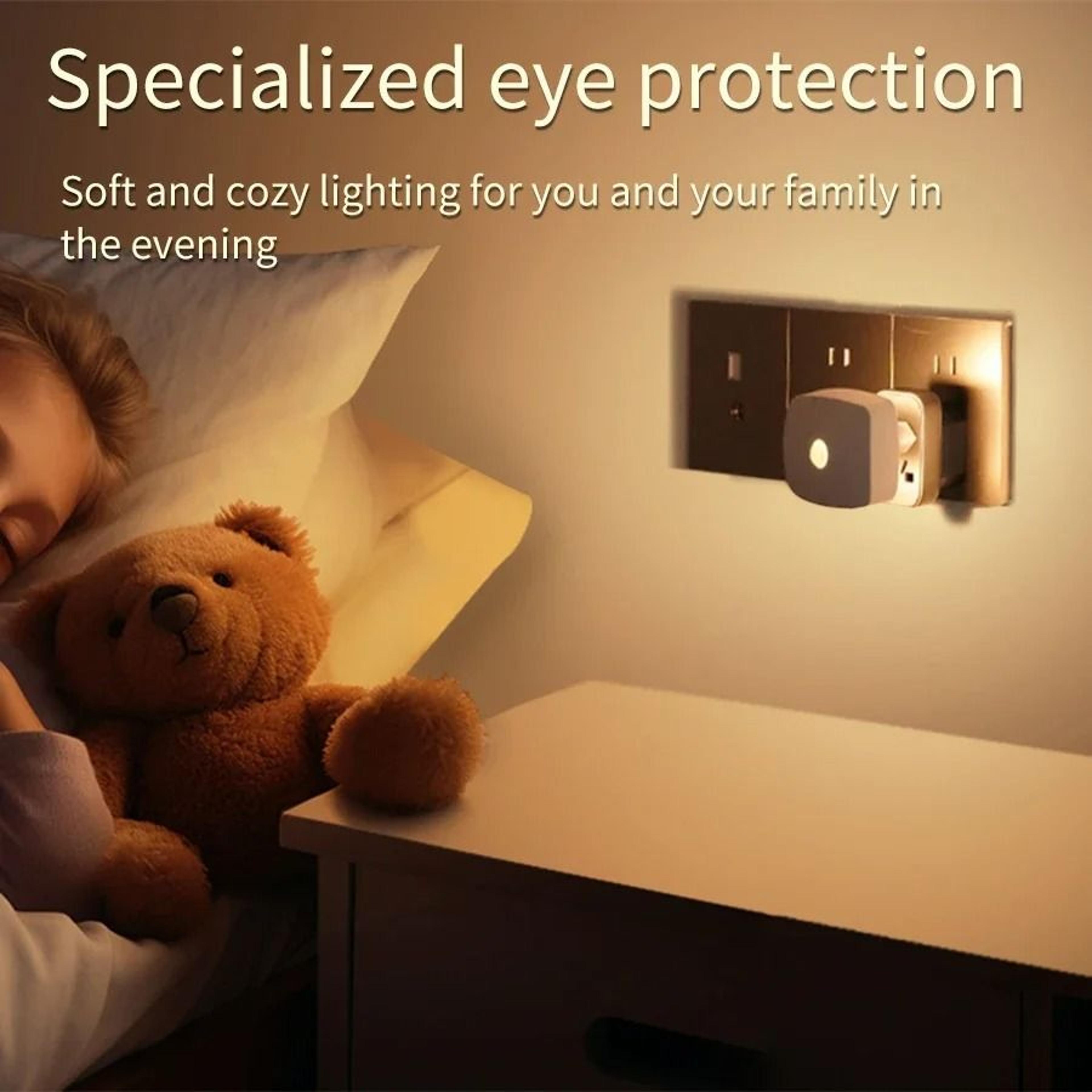 AC 110220V Motion Sensor LED Night Light 3 Color Dimmable Plug In Smart Infrared Eye Care Wall Lamp 1