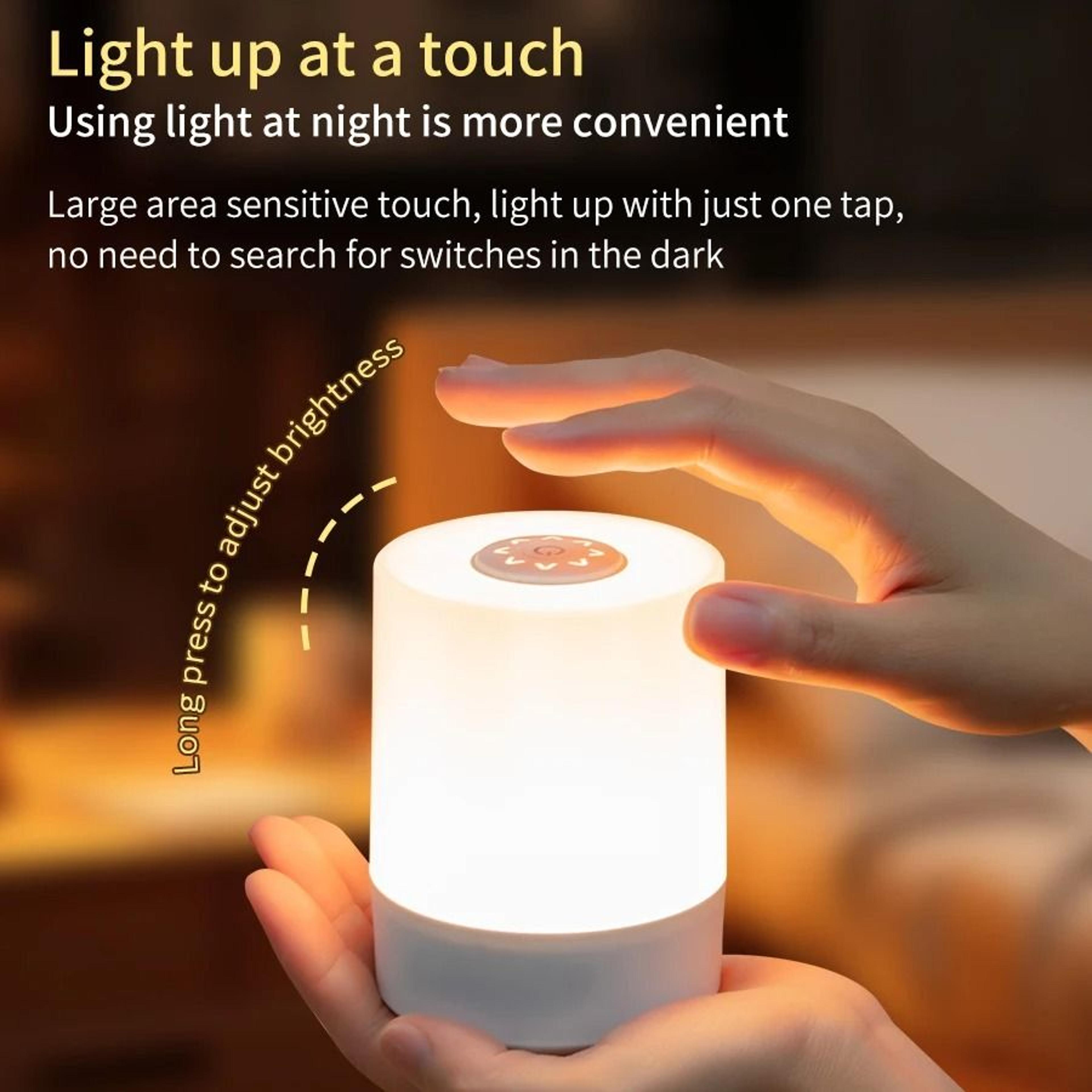 Rechargeable LED Touch Table Lamp Digital Clock Alarm Dimmable Warm Bedside Night Light With Remote 3