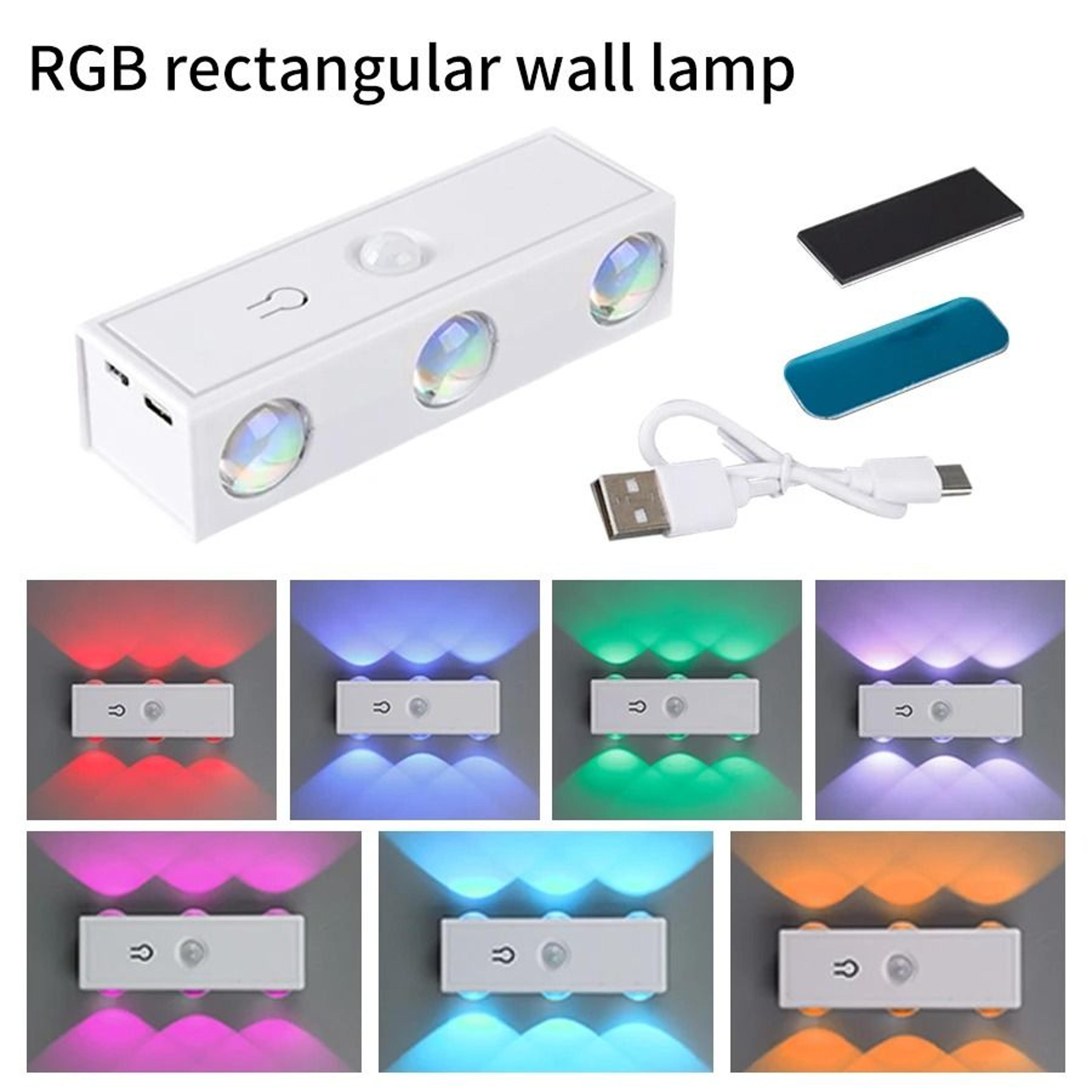 Motion Sensor LED Wall Light 3 Colors RGB Touch Dimming Magnetic Bedside Stair Night Lamp USB Recha 6