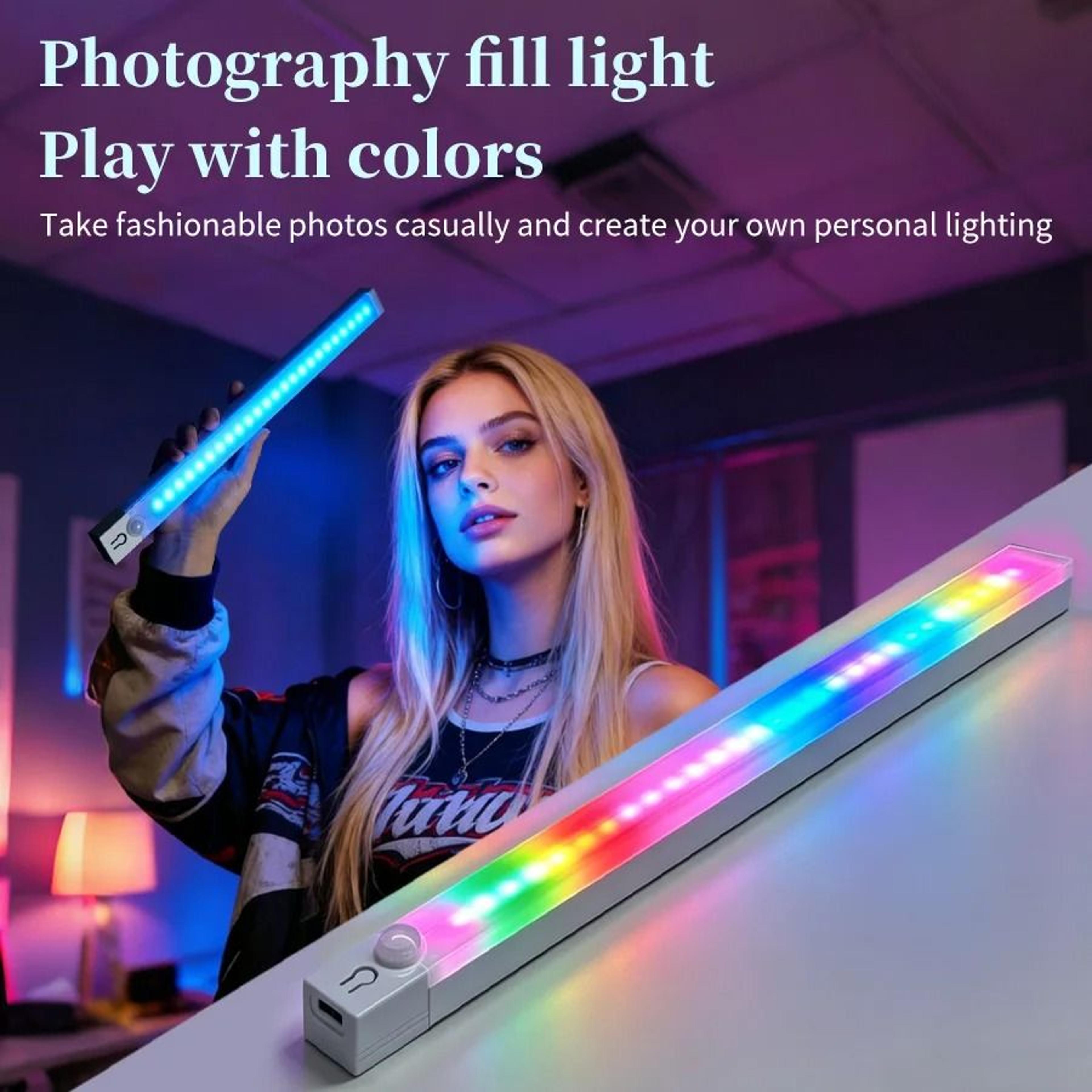 RGB Motion Sensor LED Light Bar USB C Magnetic Cabinet Lamp 2