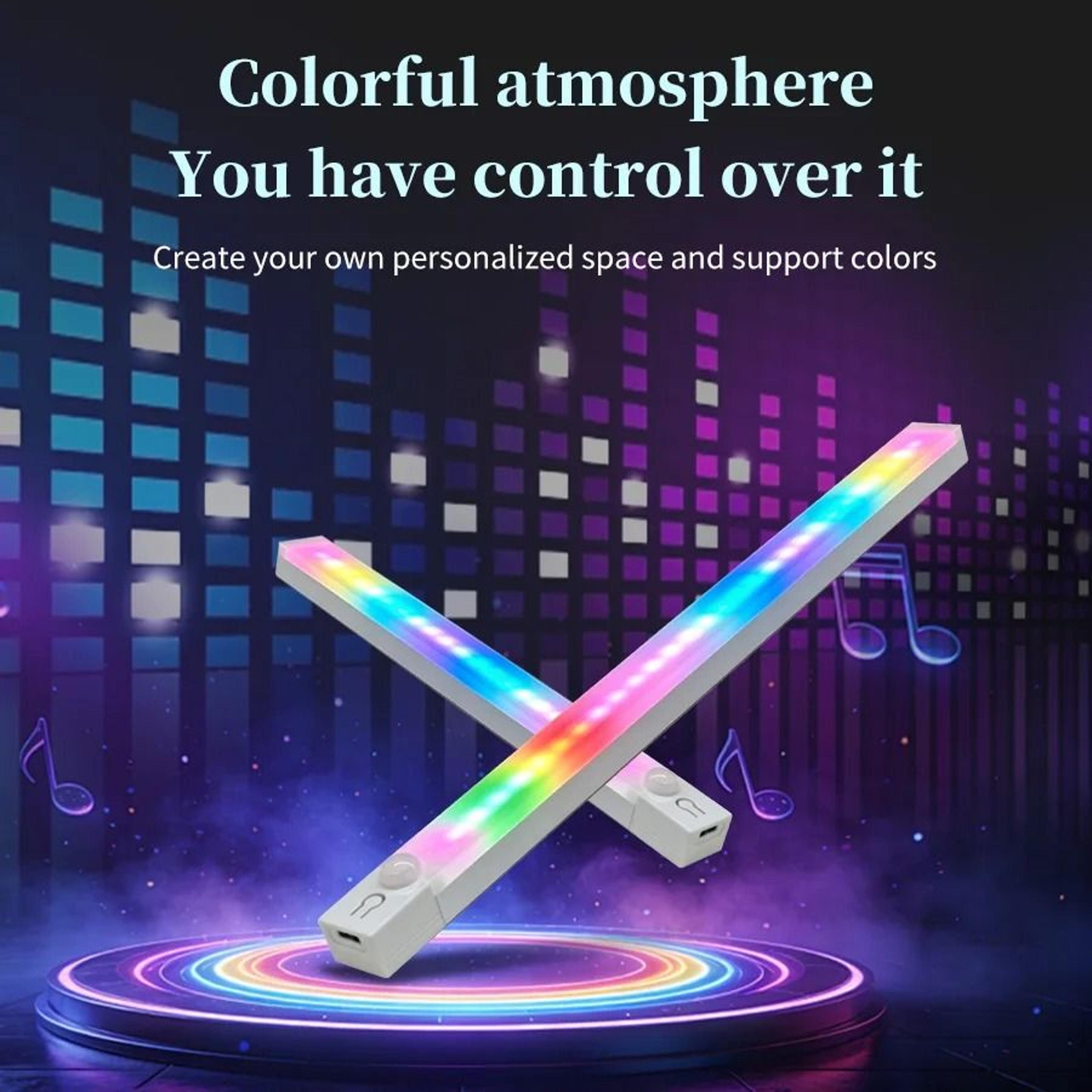 RGB Motion Sensor LED Light Bar USB C Magnetic Cabinet Lamp 3