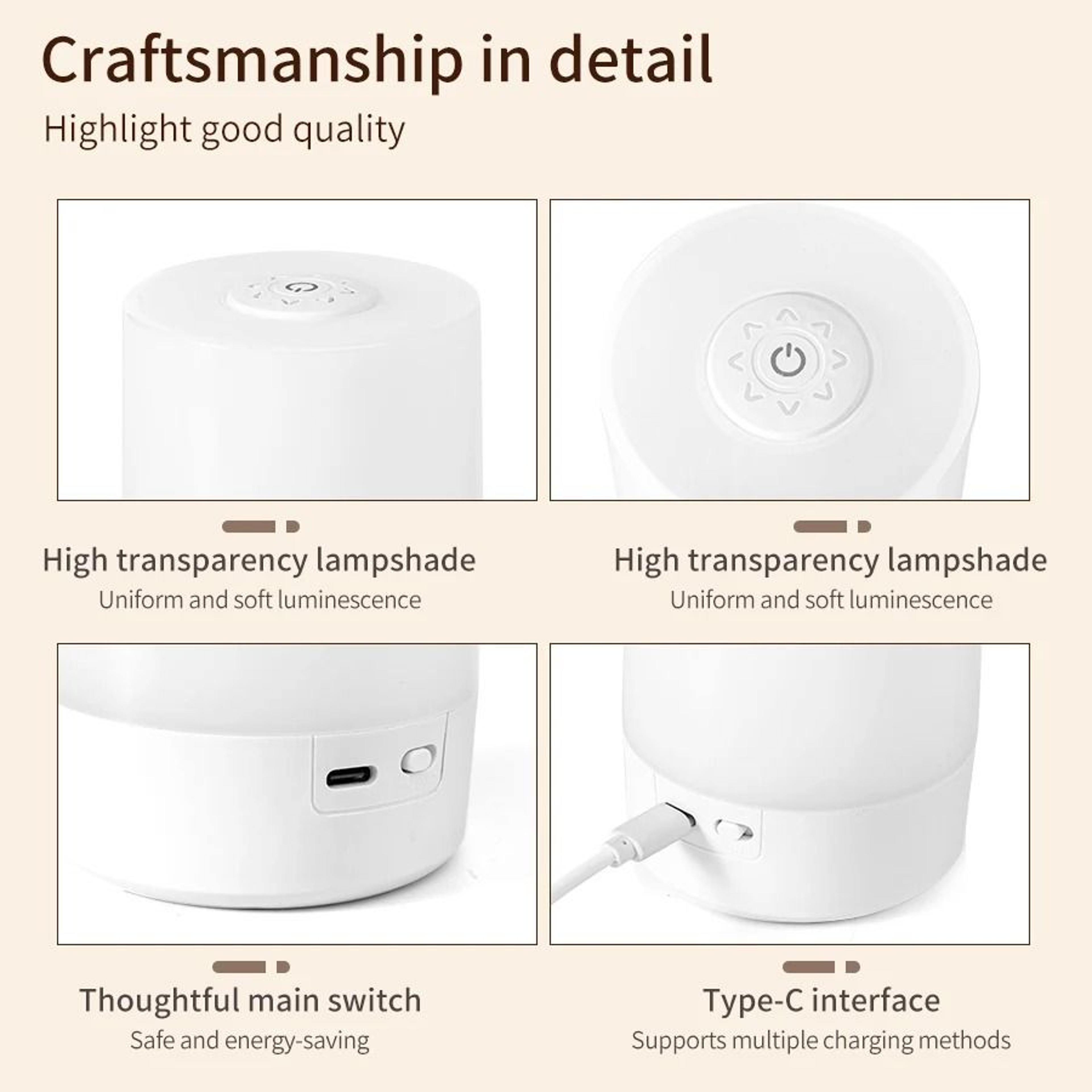Touch Control Bedside Night Lamp USB Rechargeable Three Color Portable Table Light With Remote 1