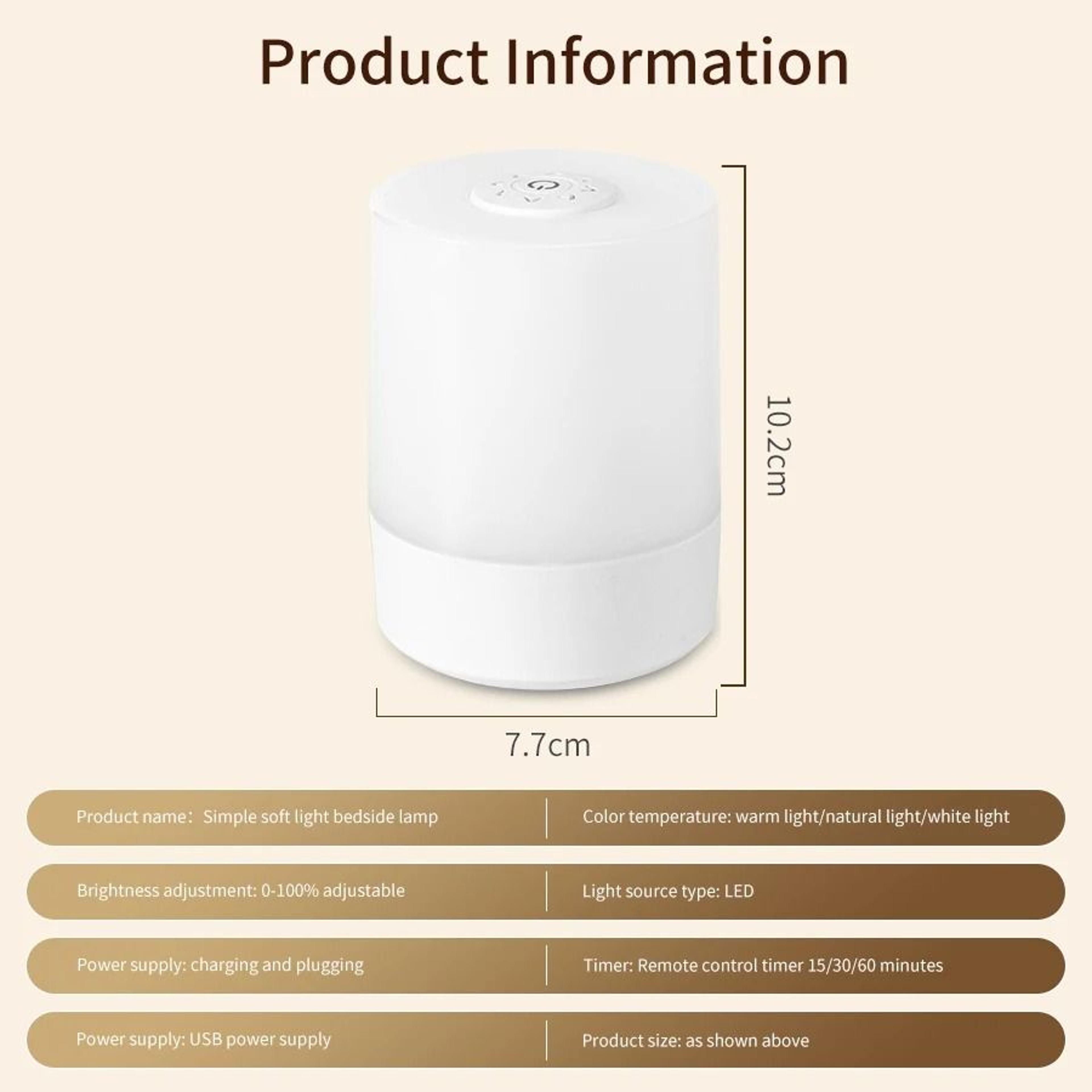 Touch Control Bedside Night Lamp USB Rechargeable Three Color Portable Table Light With Remote 6