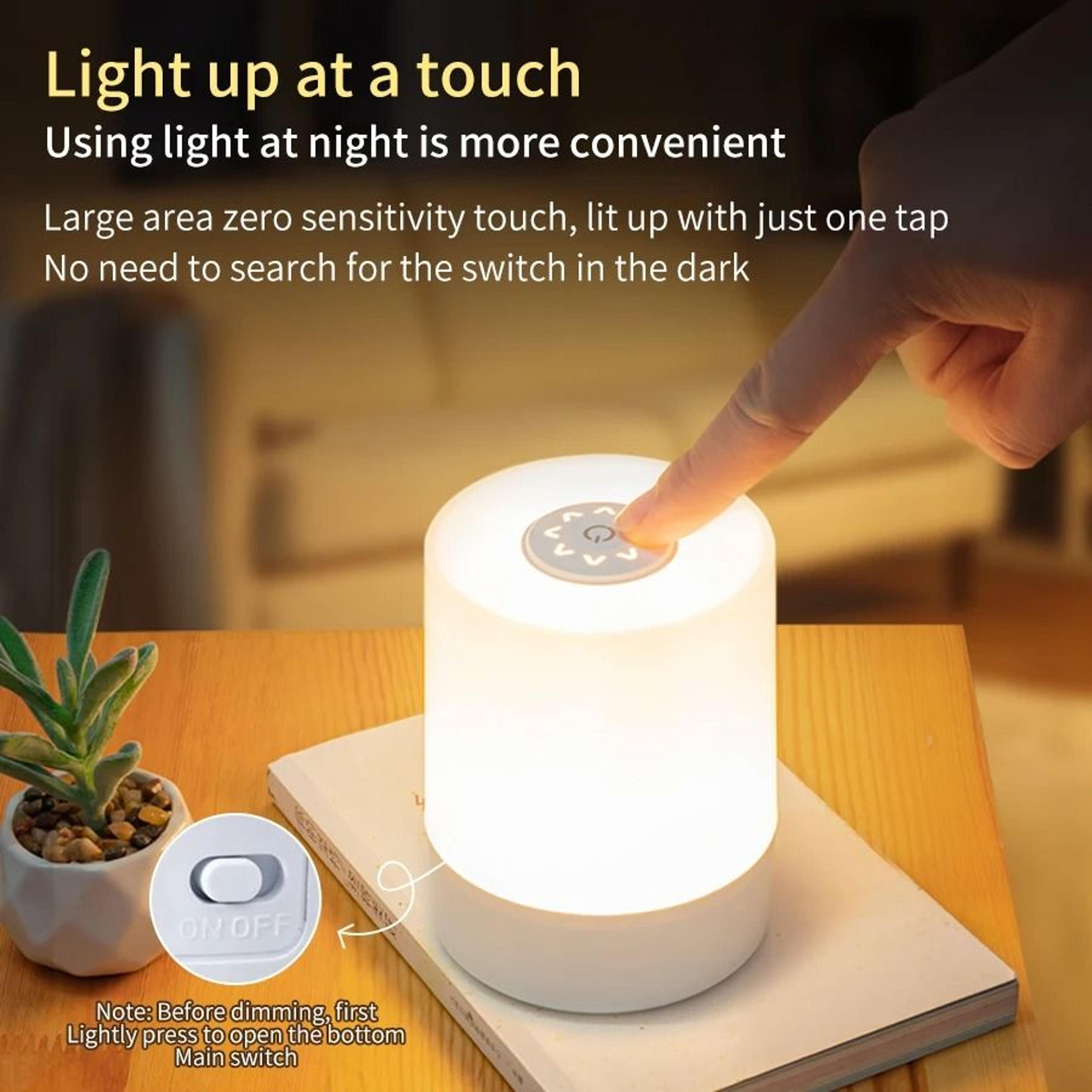 Touch Control Bedside Night Lamp USB Rechargeable Three Color Portable Table Light With Remote 3