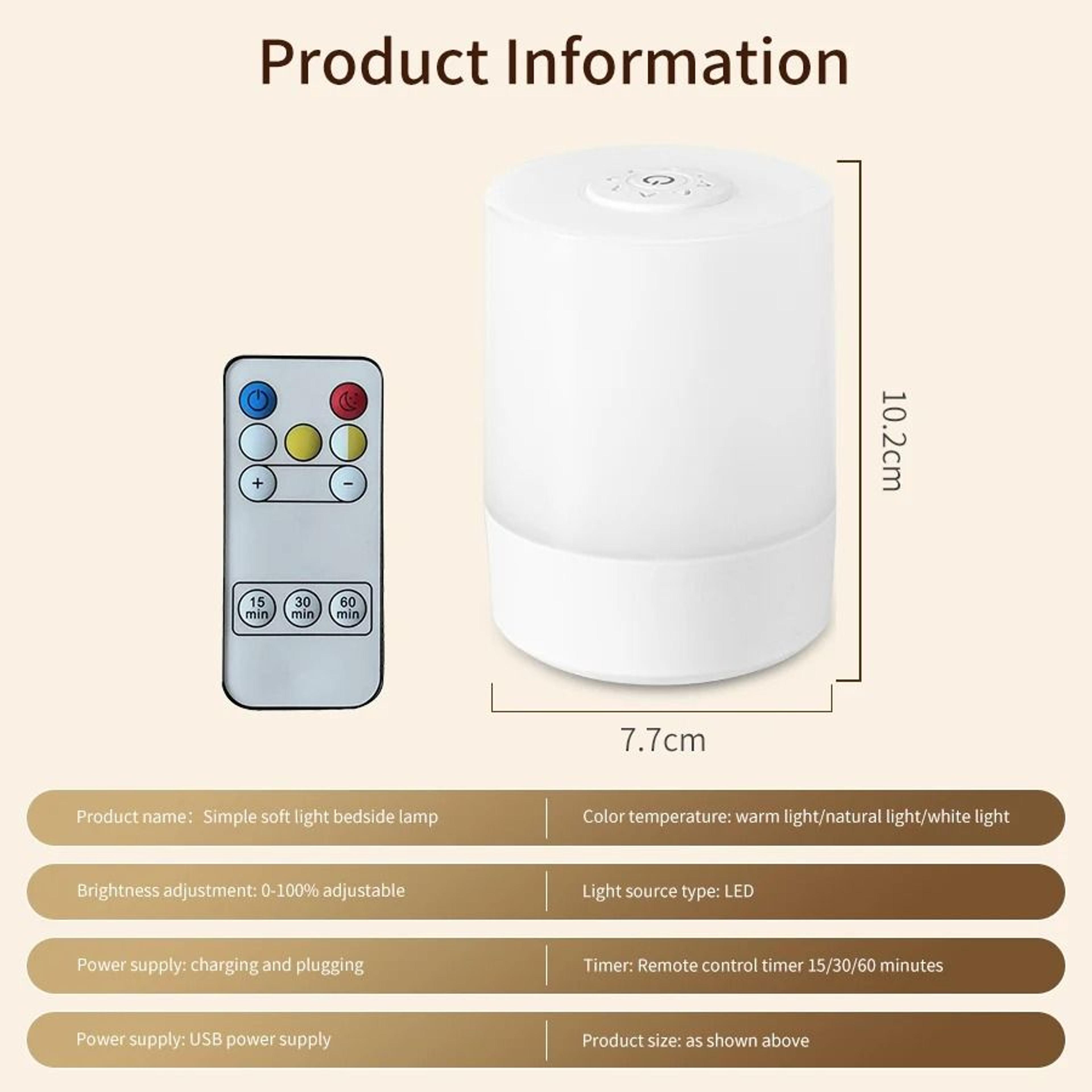 Touch Control Bedside Night Lamp USB Rechargeable Three Color Portable Table Light With Remote 7