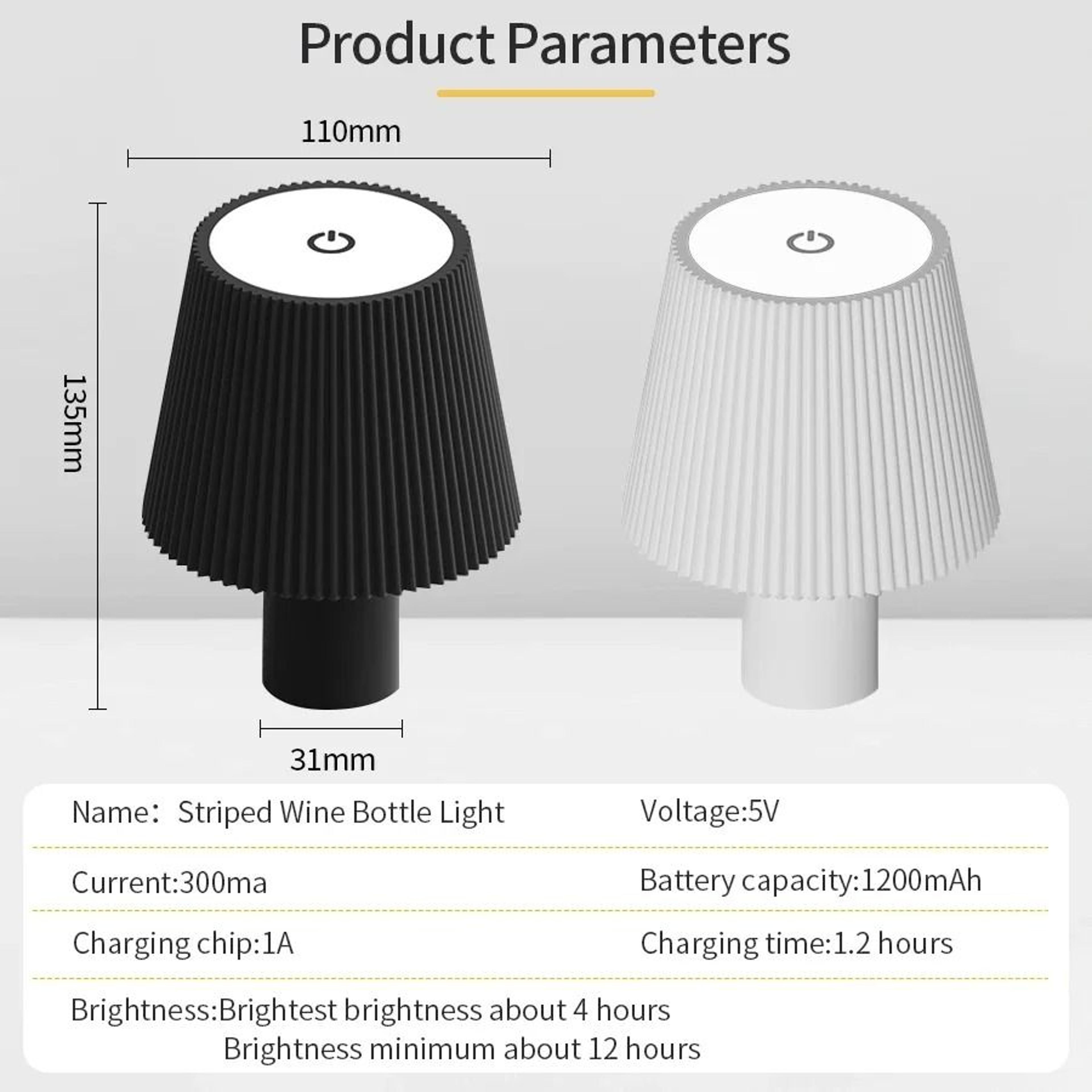 Cordless LED Wine Bottle Lamp Head Touch Dimmable USB Rechargeable Table Light 1