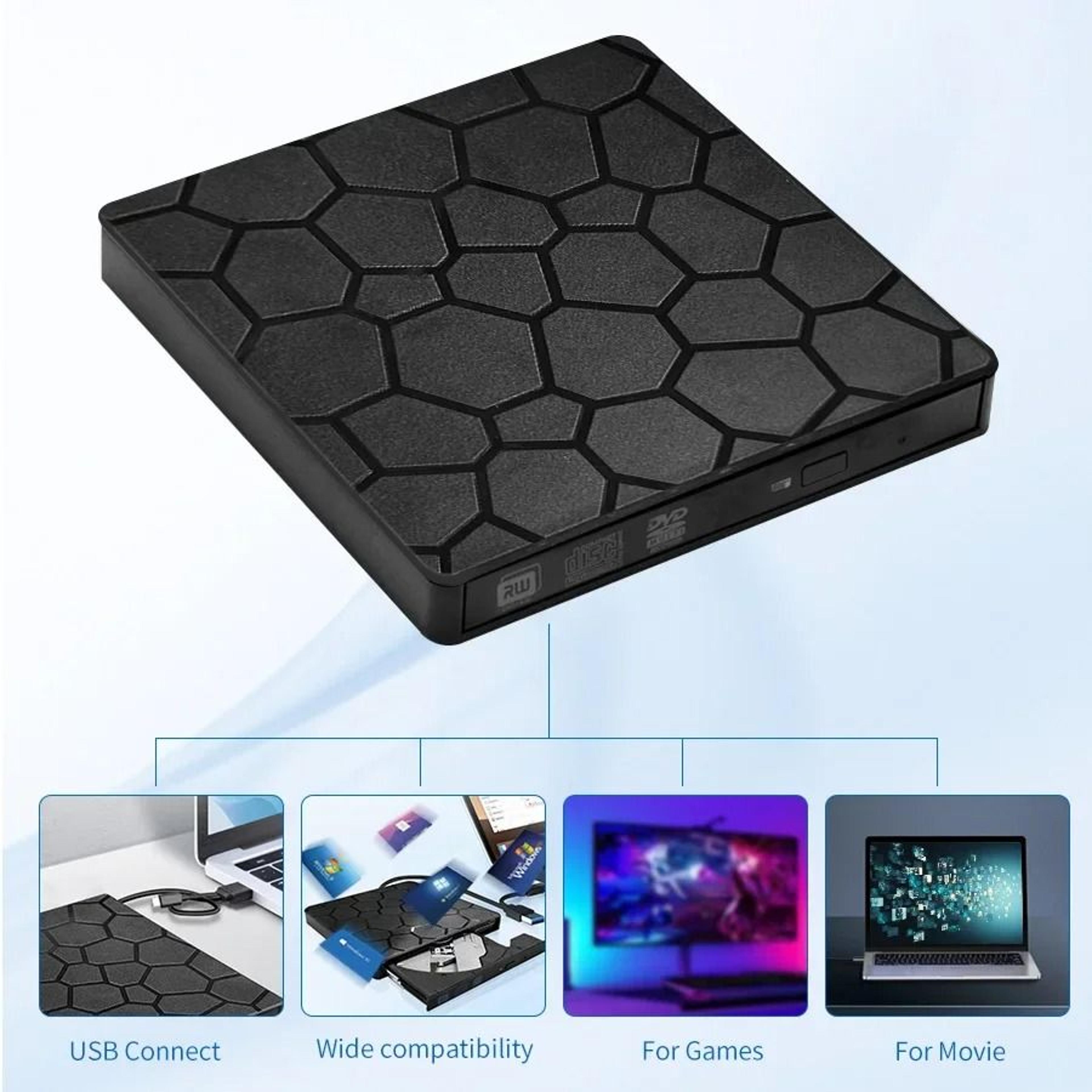 External CD DVD Drive USB 30 Type C 2 In 1 Portable Optical Burner Reader Player 1