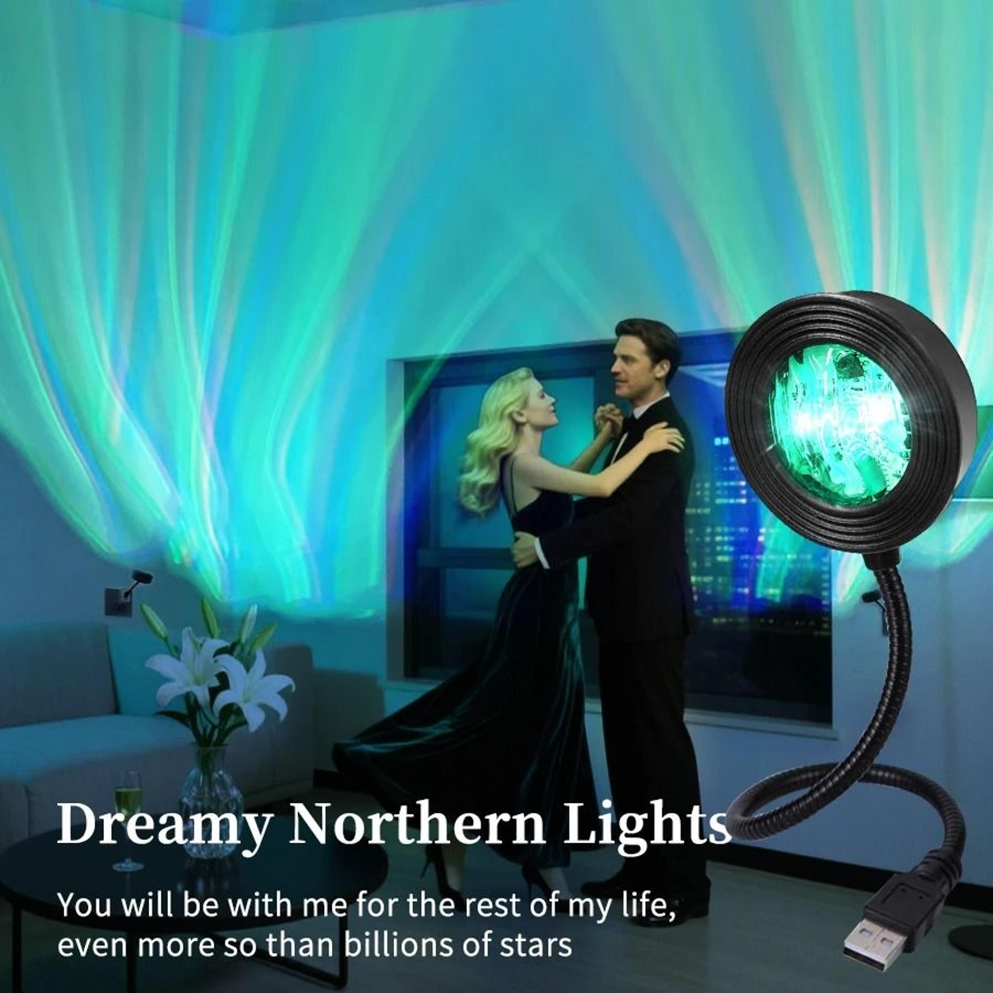 Water Ripple Aurora Projection Ambient Light USB Touch Remote Color Changing Lamp 4