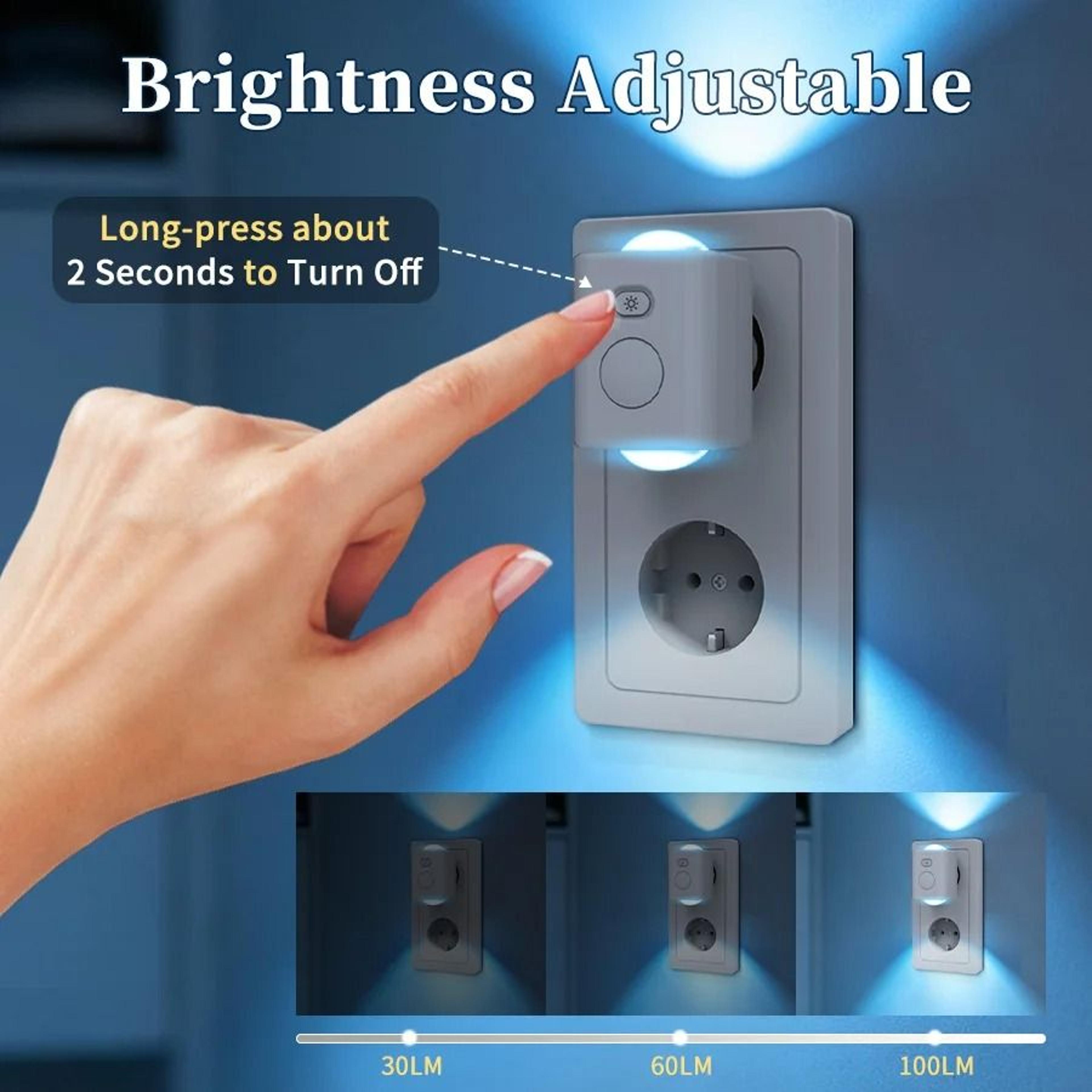 Motion Sensor LED Night Light Plug In Dimmable RGB Color Changing Wall Lamp 220V 3