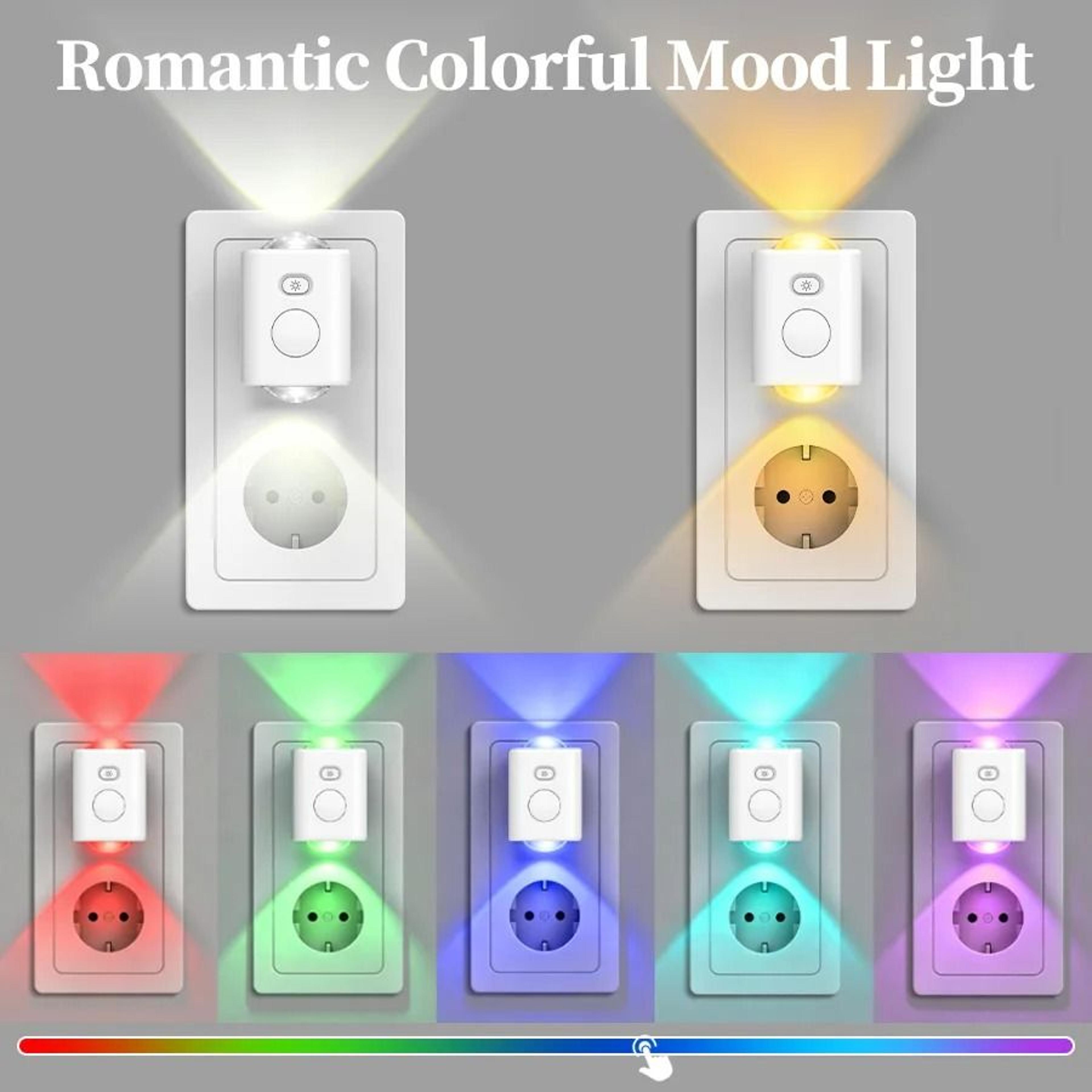 Motion Sensor LED Night Light Plug In Dimmable RGB Color Changing Wall Lamp 220V 4