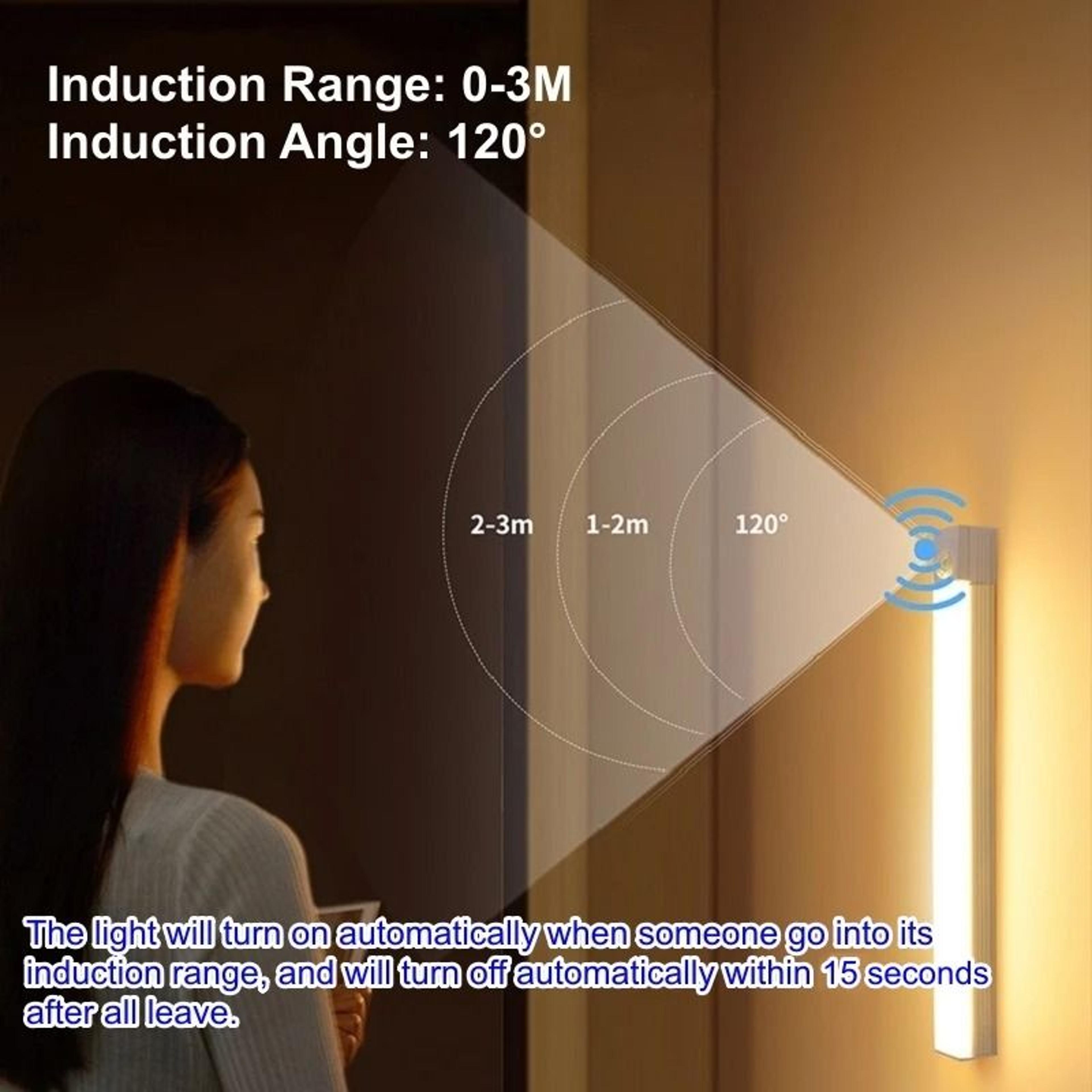 Motion Sensor LED Strip Light Bar USB Rechargeable Cordless Cabinet Stair Lamp 3