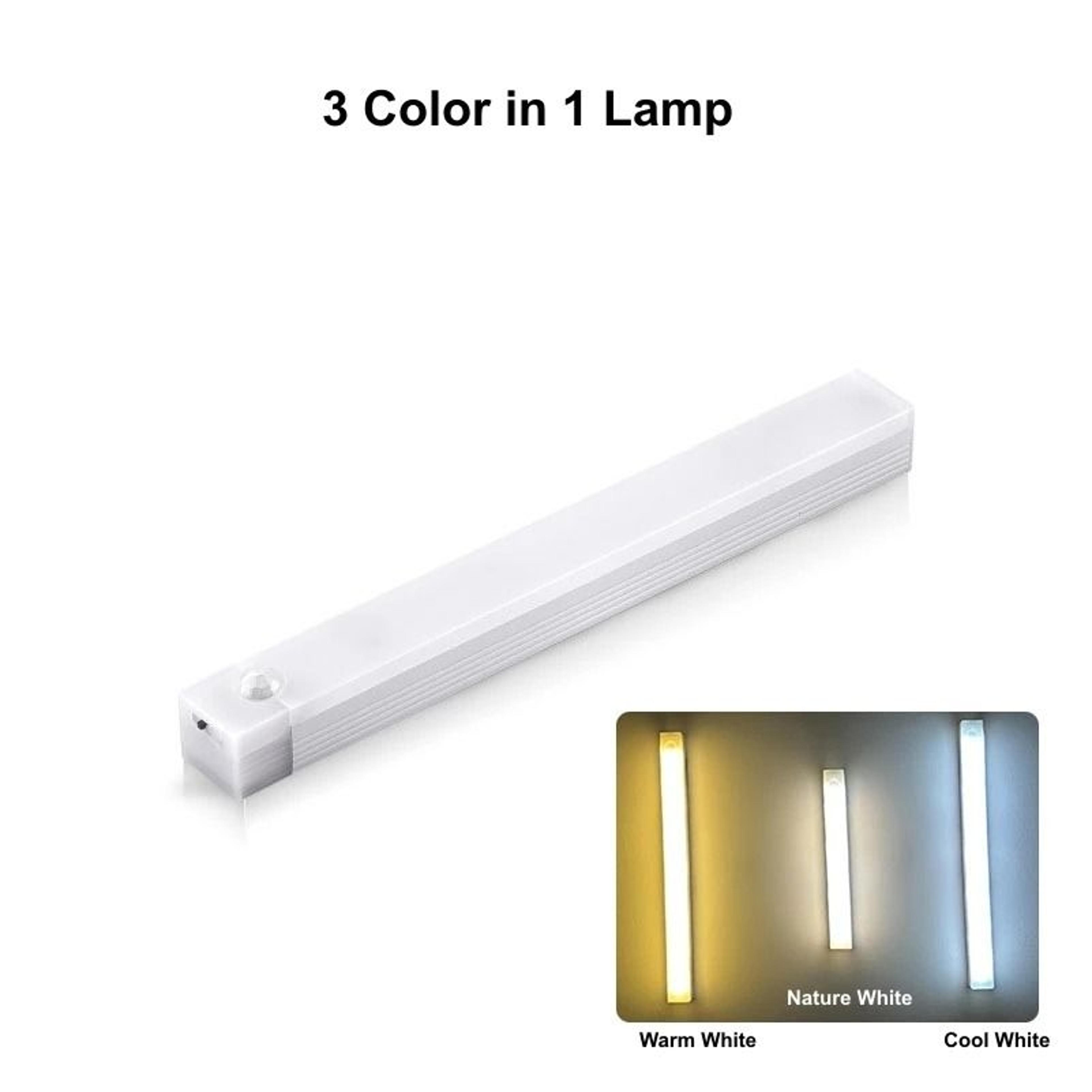 Motion Sensor LED Strip Light Bar USB Rechargeable Cordless Cabinet Stair Lamp 8