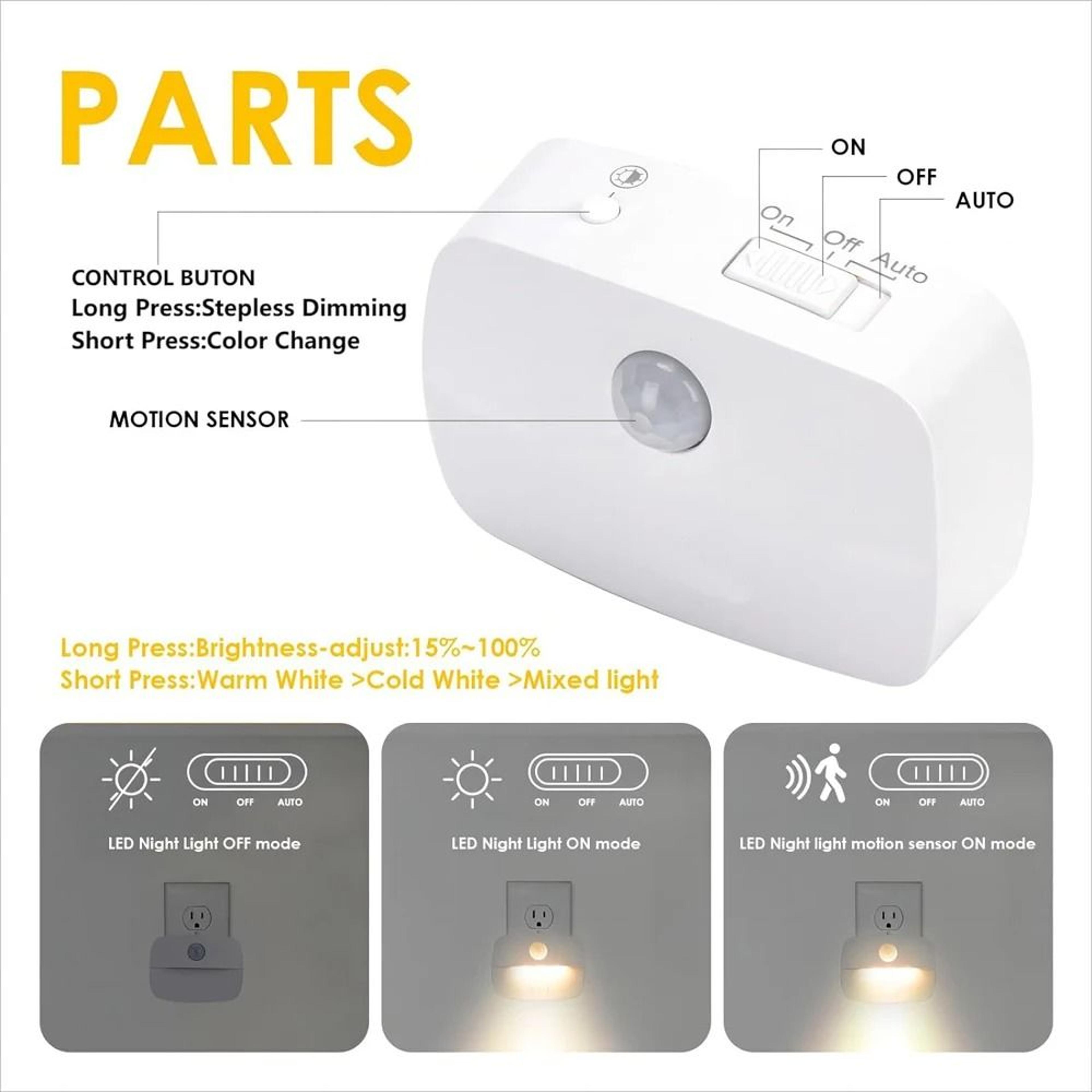 Motion Sensor LED Night Light Plug In 220V Wall Lamp Smart Corridor Staircase Luminaire 3