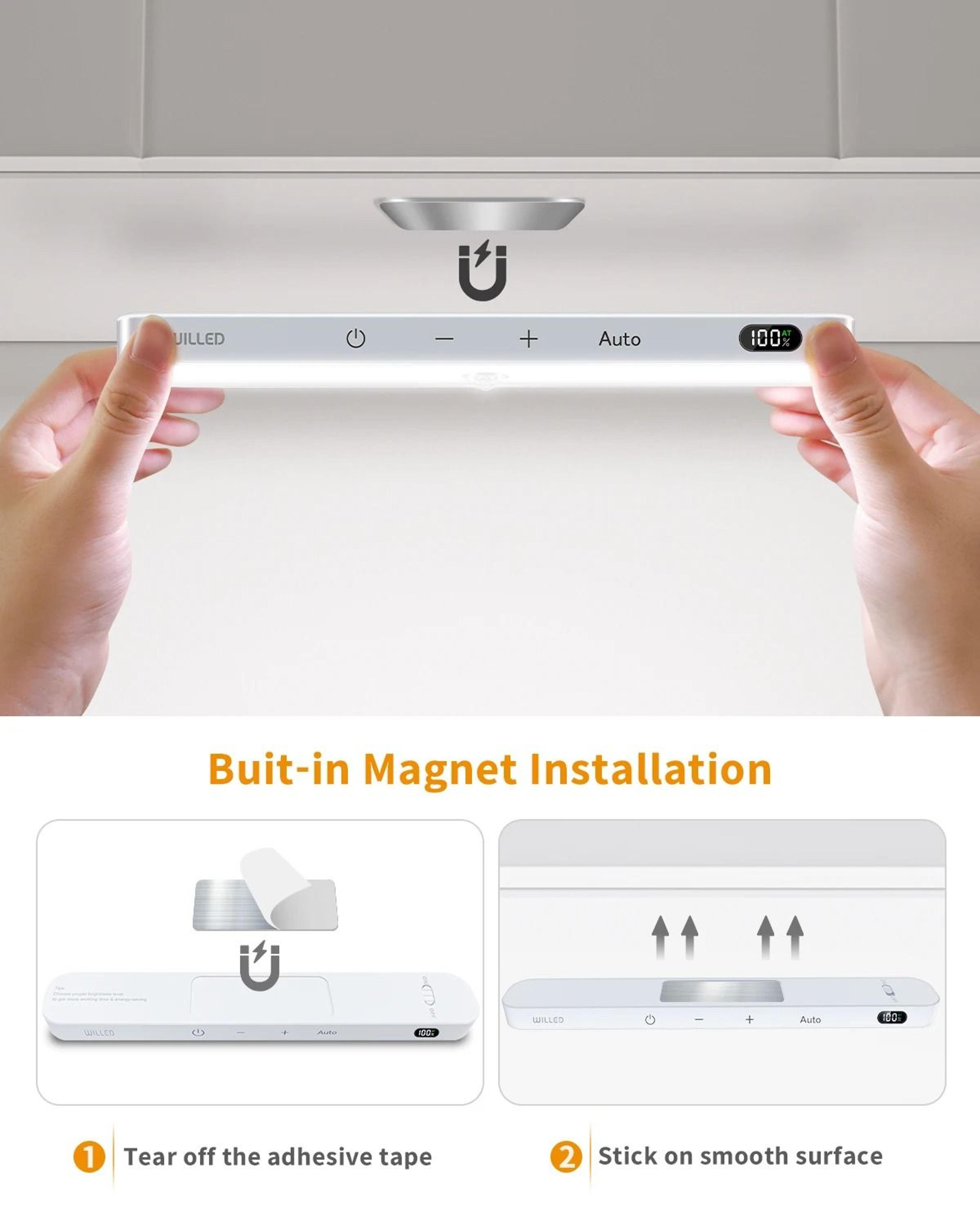 Cordless Motion Sensor LED Cabinet Light Bar Battery Display Touch Night Light 4