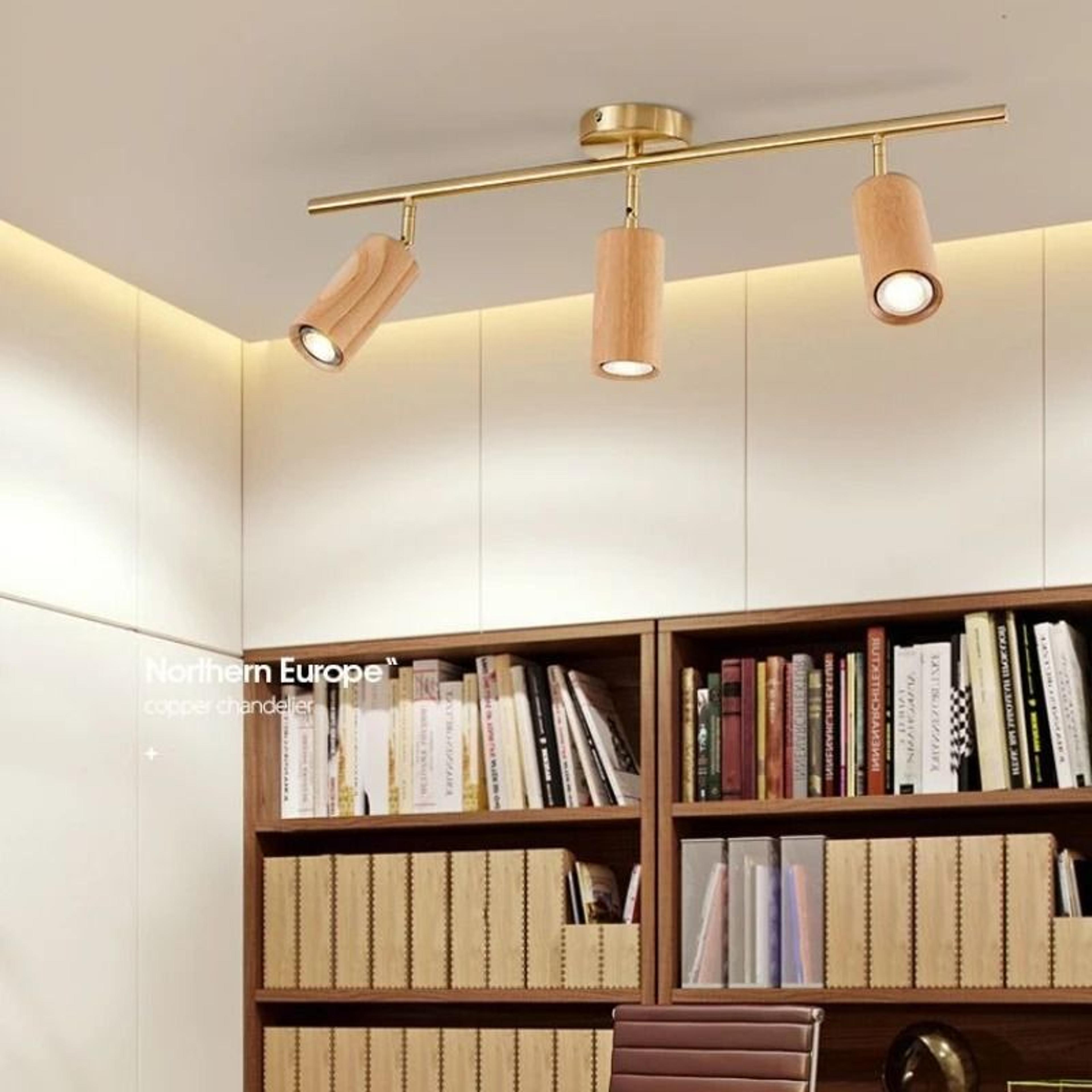 Minimalist Wooden Ceiling Spotlight Rotatable Indoor Commercial Living Room Accent Fixture 1