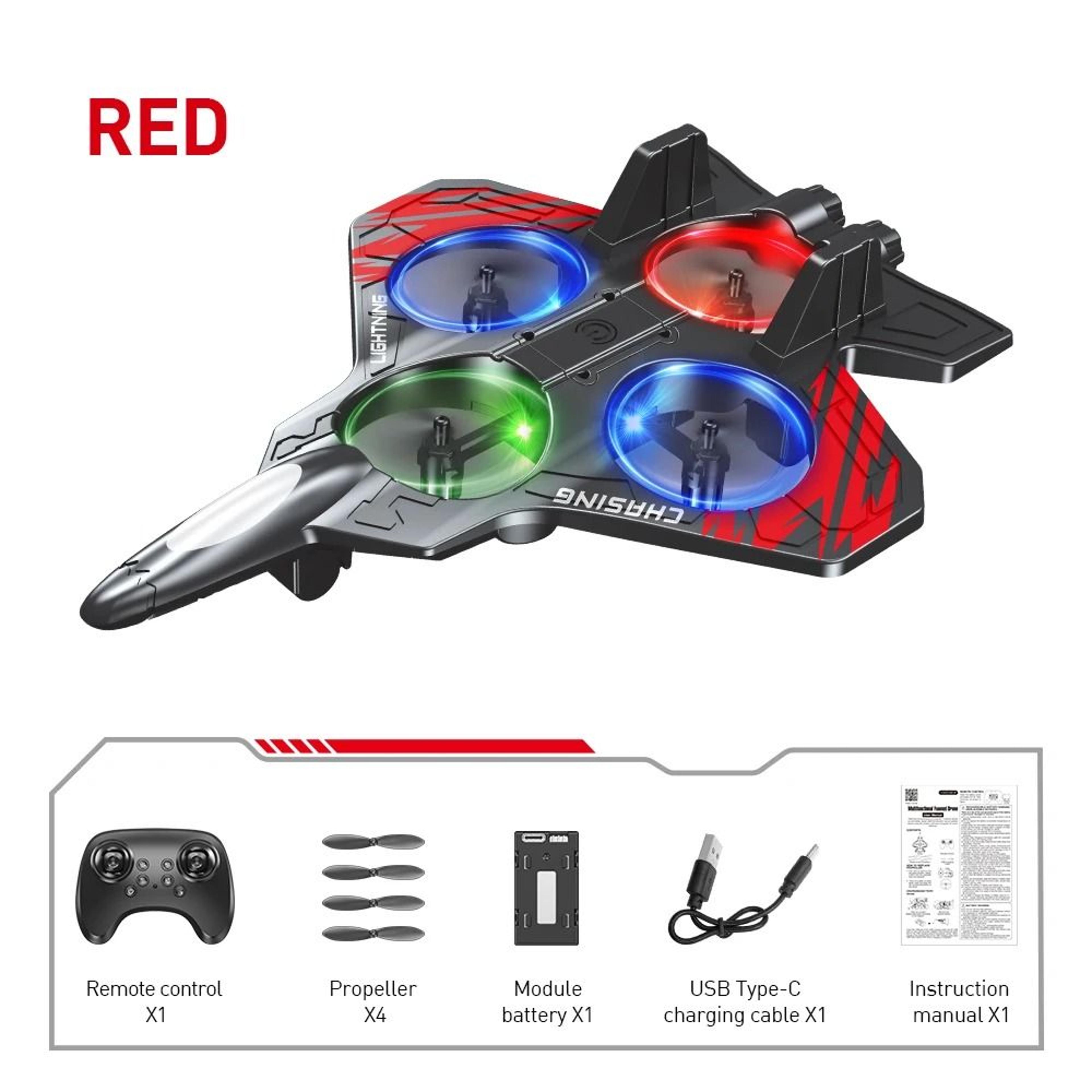 Remote Control Stunt Fighter Aircraft Intelligent Altitude Hold LED Foam Toy Plane 6