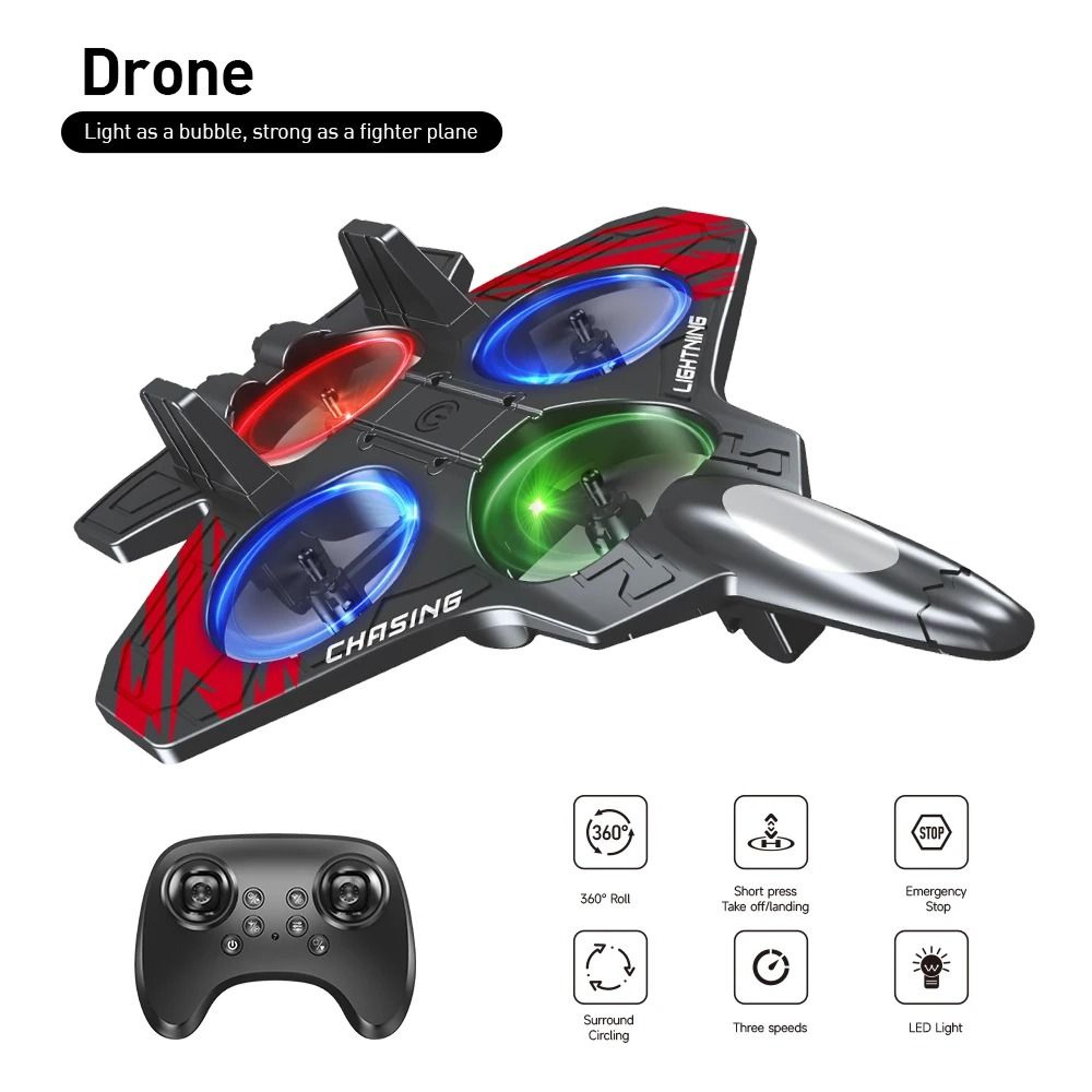 Remote Control Stunt Fighter Aircraft Intelligent Altitude Hold LED Foam Toy Plane 1